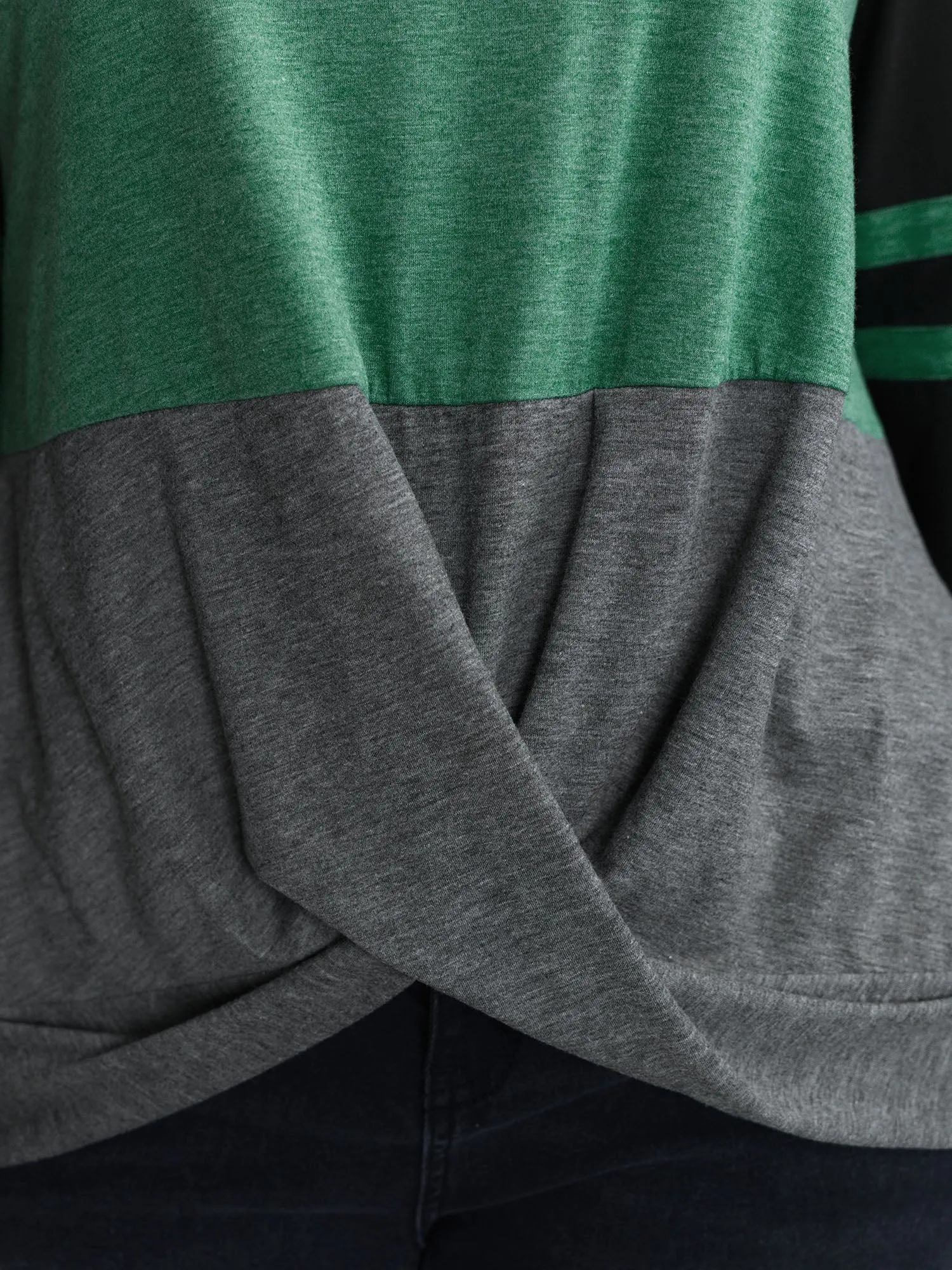 Twisted Hem Colorblock Heather T-Shirt sold by Bloomchic product image thumbnail 4