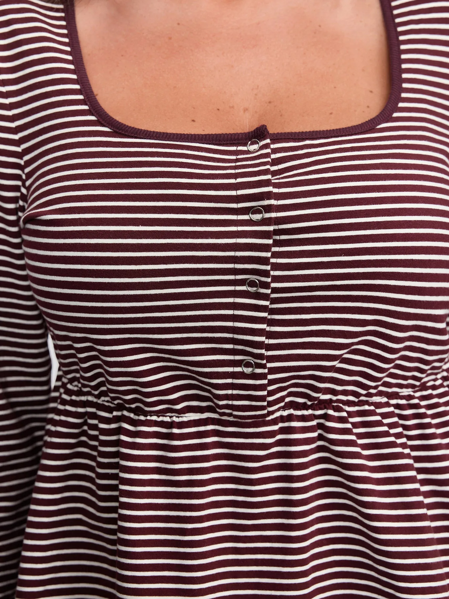 Stripe Scoop Neck Cinched-Waist T-Shirt sold by Bloomchic product image thumbnail 2