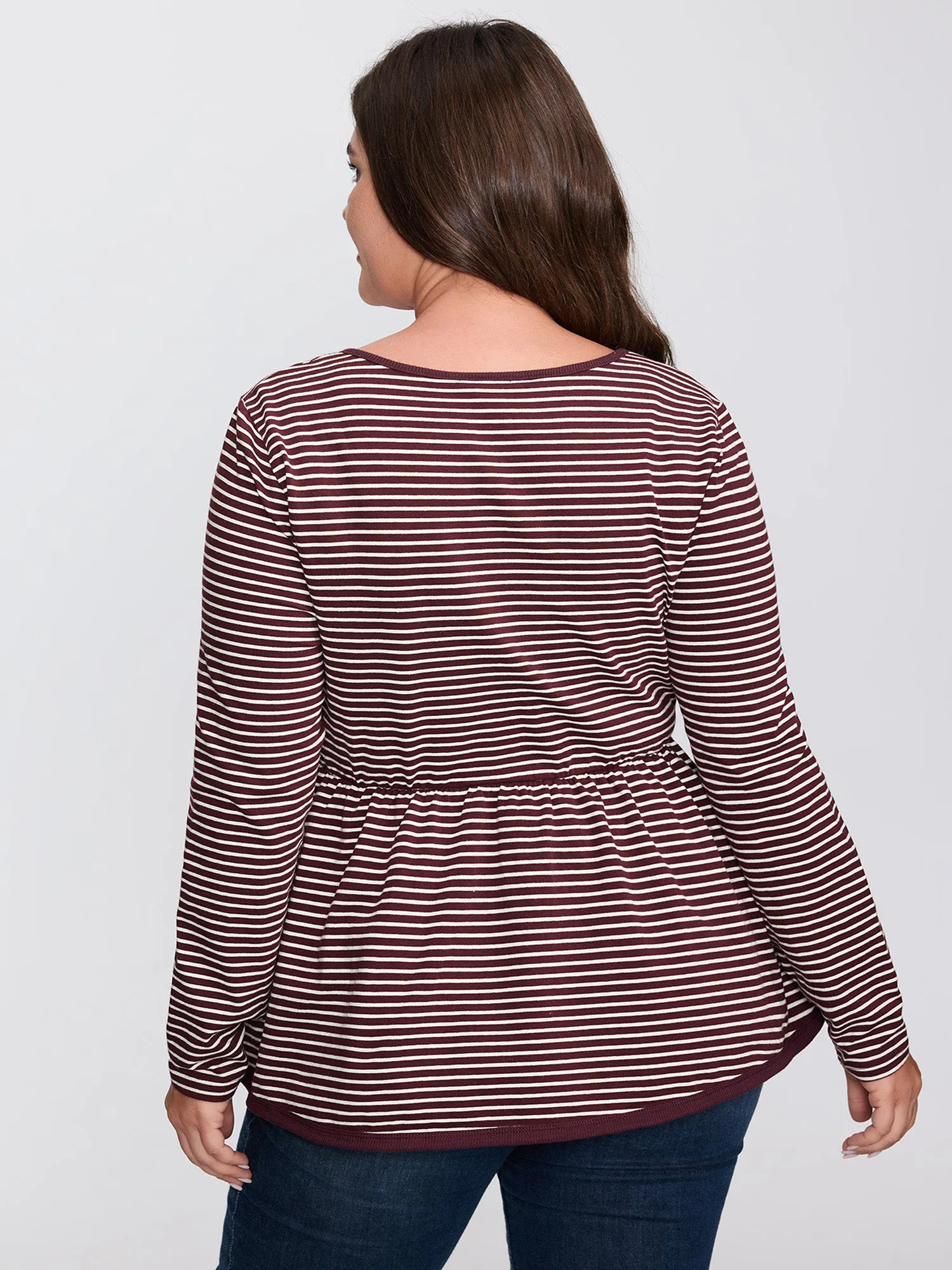 Stripe Scoop Neck Cinched-Waist T-Shirt sold by Bloomchic product image thumbnail 4