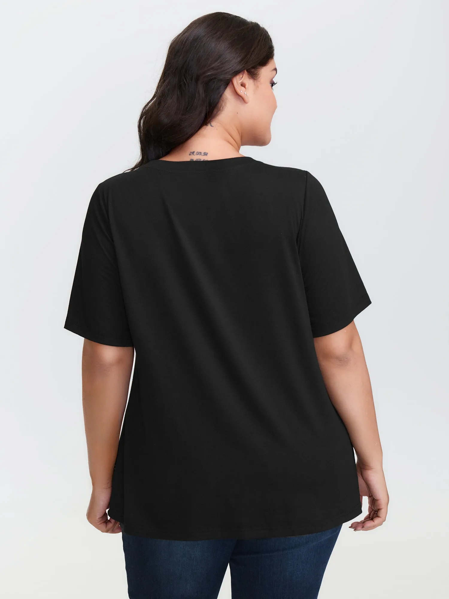 Midnight Cat Pattern Round Neck T-Shirt sold by Bloomchic product image thumbnail 4