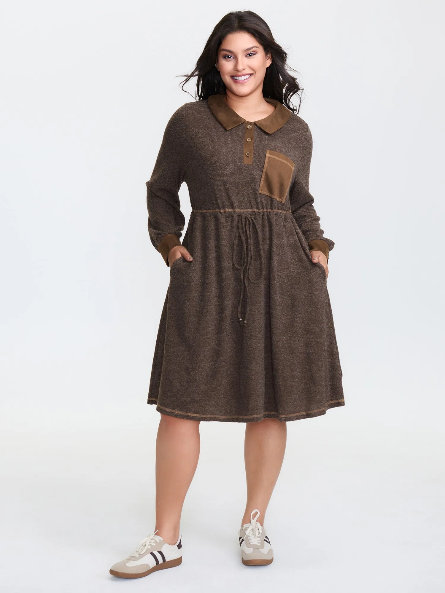 Fluffy Textured Color Contrast Midi Dress sold by Bloomchic product image thumbnail 2