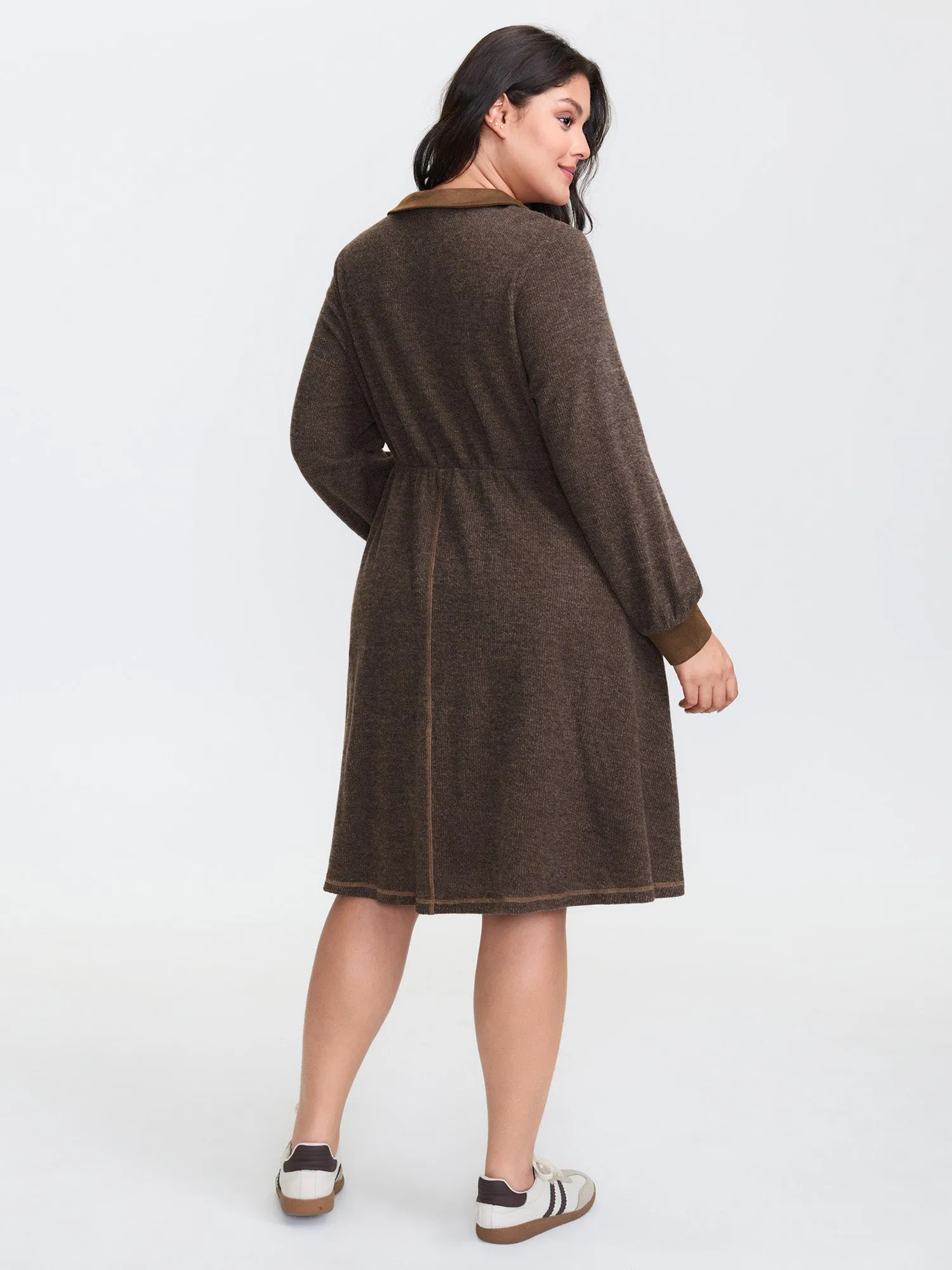 Fluffy Textured Color Contrast Midi Dress sold by Bloomchic product image thumbnail 4