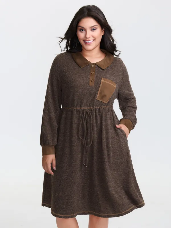 Fluffy Textured Color Contrast Midi Dress sold by Bloomchic