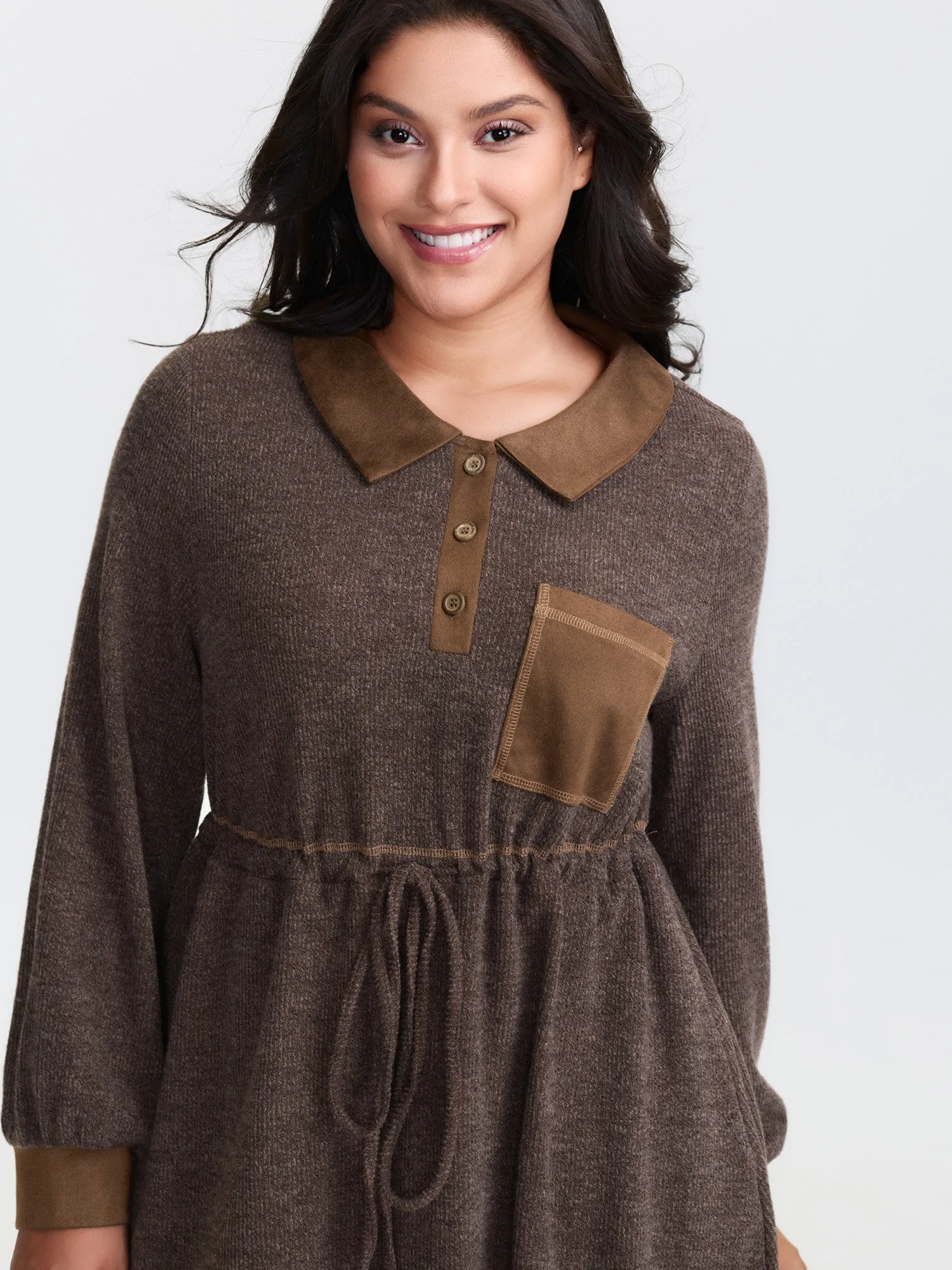 Fluffy Textured Color Contrast Midi Dress sold by Bloomchic product image thumbnail 3