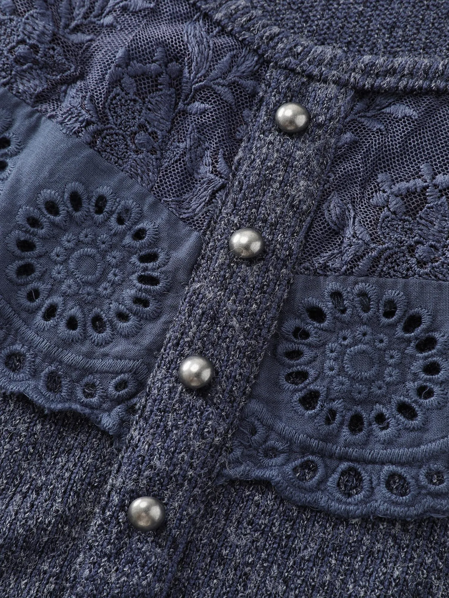 Ribbed Lace Trim Button Detail T-Shirt sold by Bloomchic product image thumbnail 5