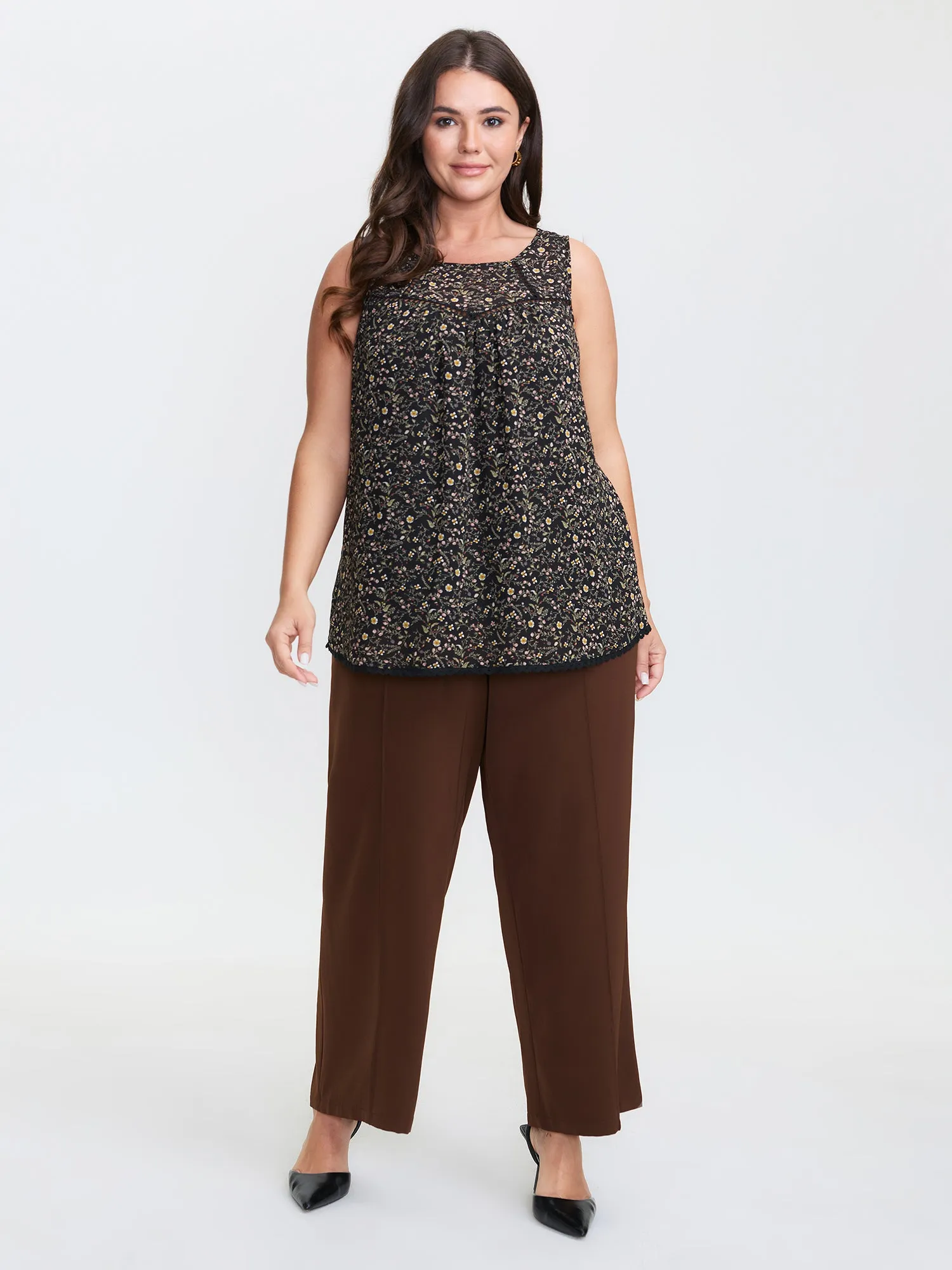 Floral Print Lace Trim Tank Top sold by Bloomchic product image thumbnail 4