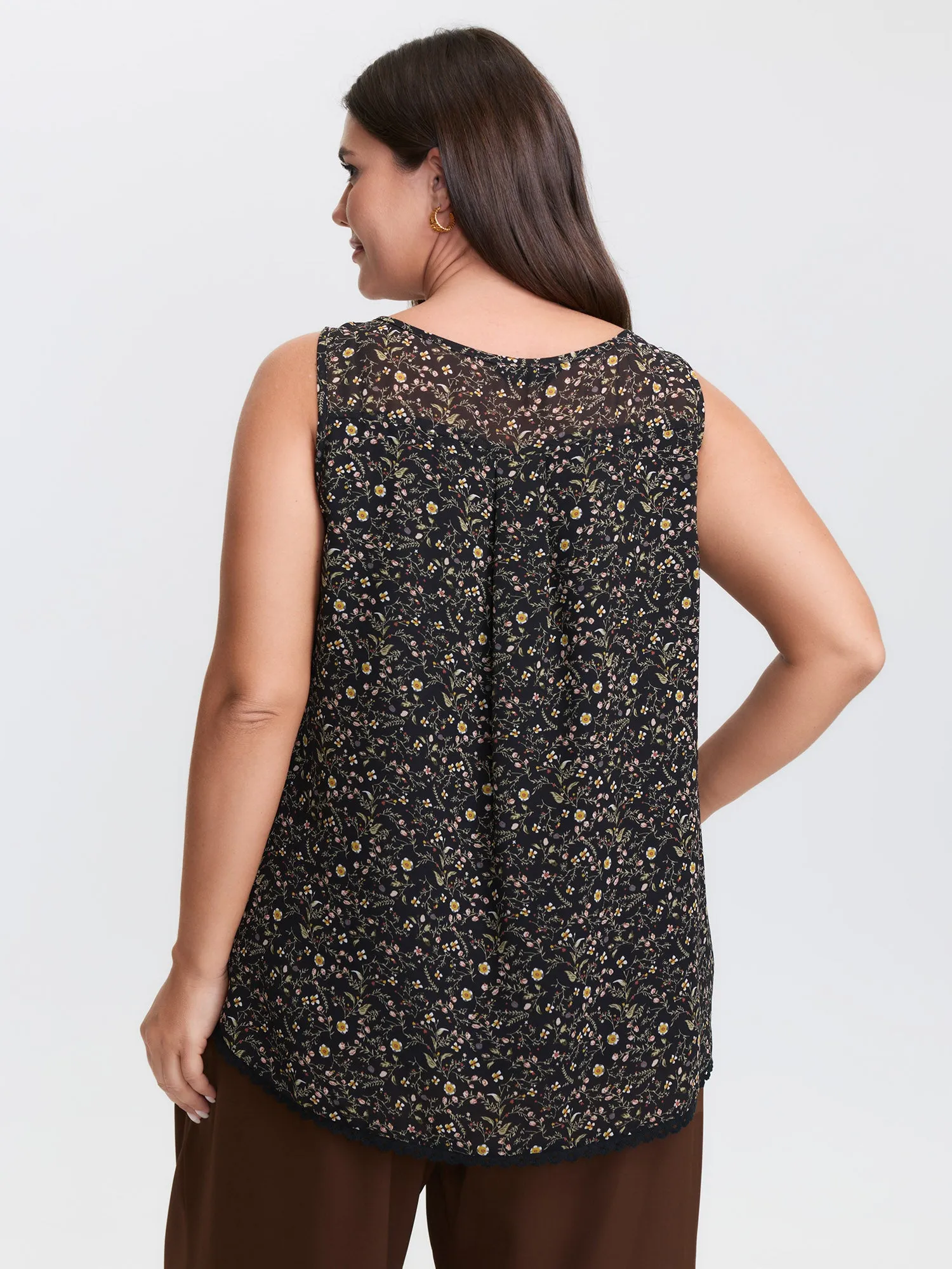 Floral Print Lace Trim Tank Top sold by Bloomchic product image thumbnail 5