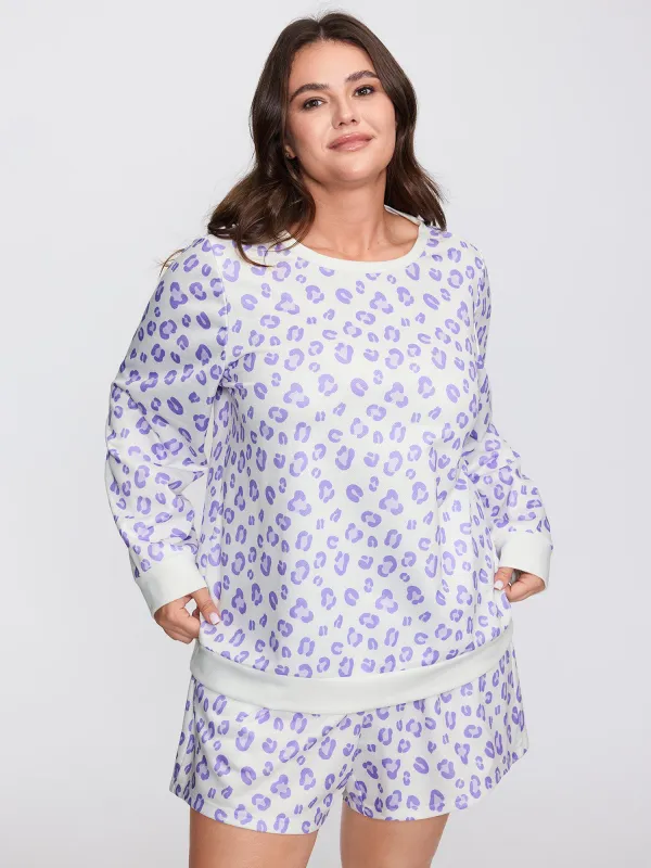 Cozy Leopard Print Contrast Loungewear Set sold by Bloomchic