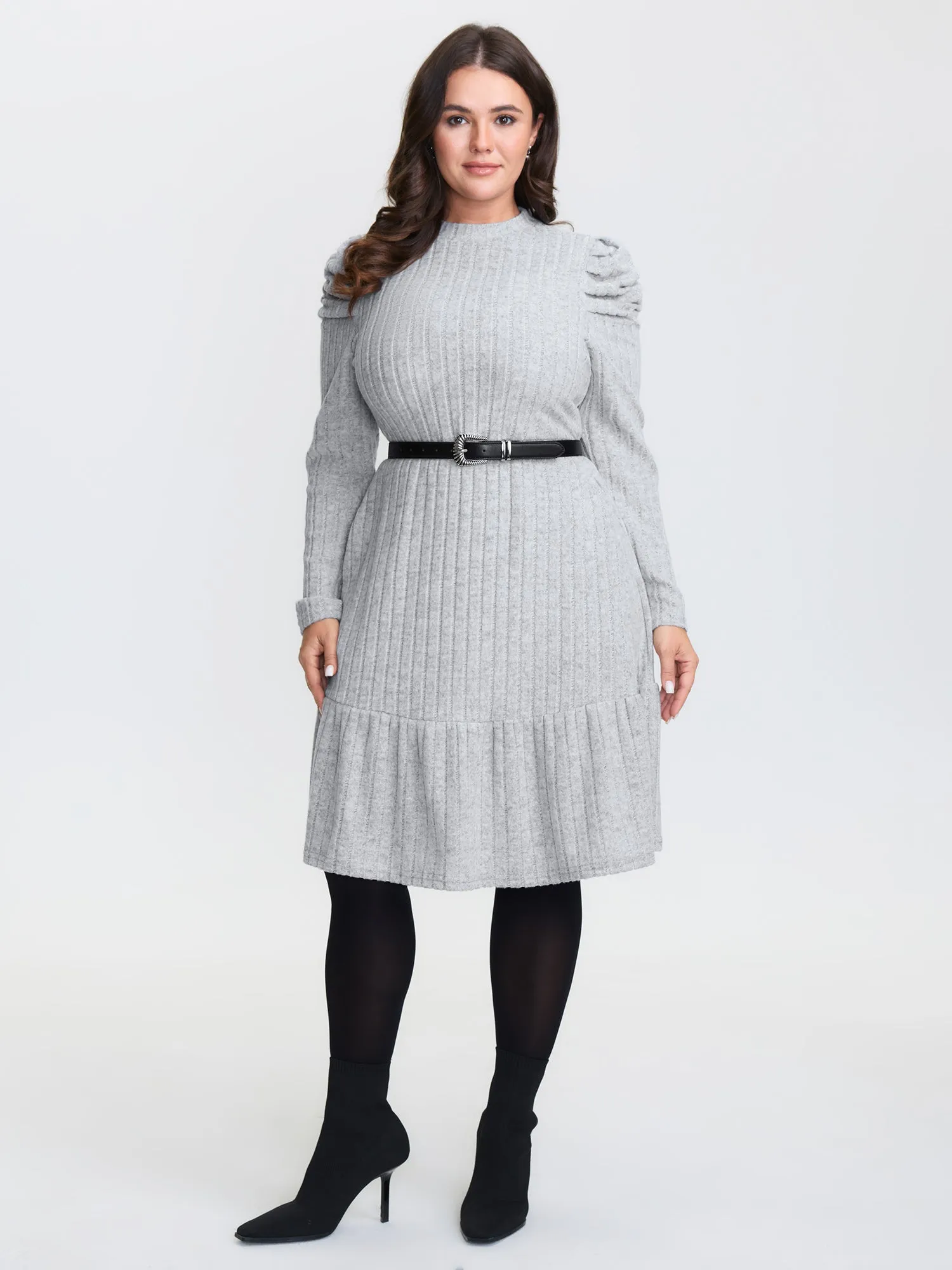 Supersoft Stretchy Pleated Shoulder Midi Dress sold by Bloomchic product image thumbnail 2