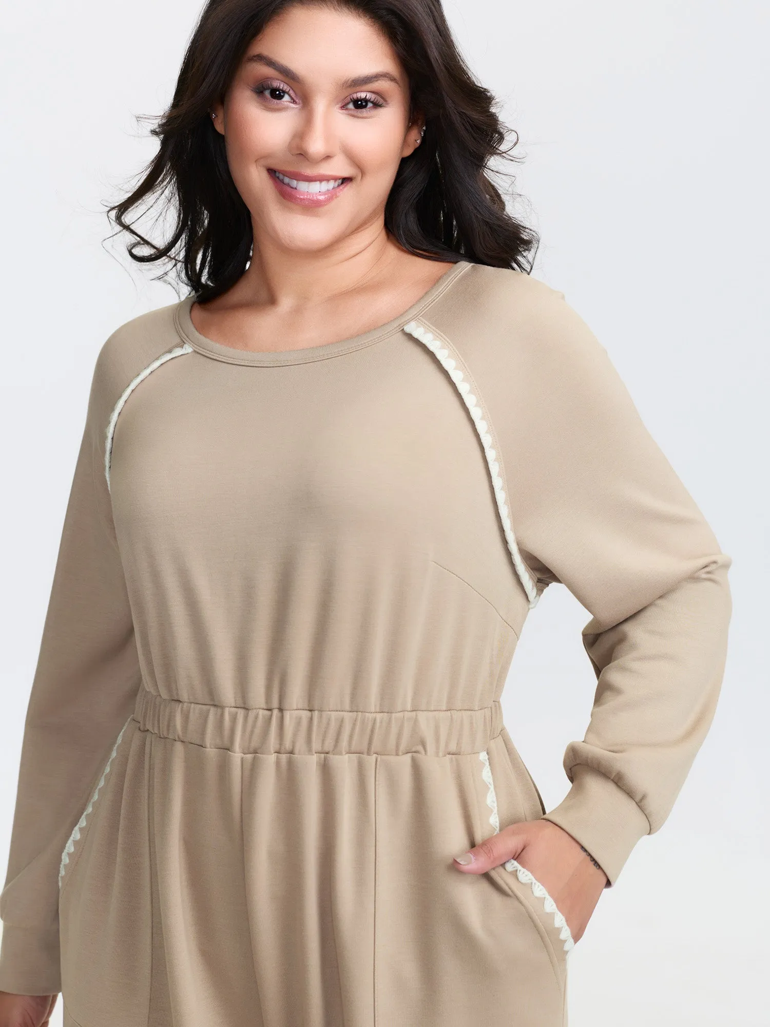 Supersoft Contrast Edges Stretchy Waist Jumpsuit sold by Bloomchic product image thumbnail 2