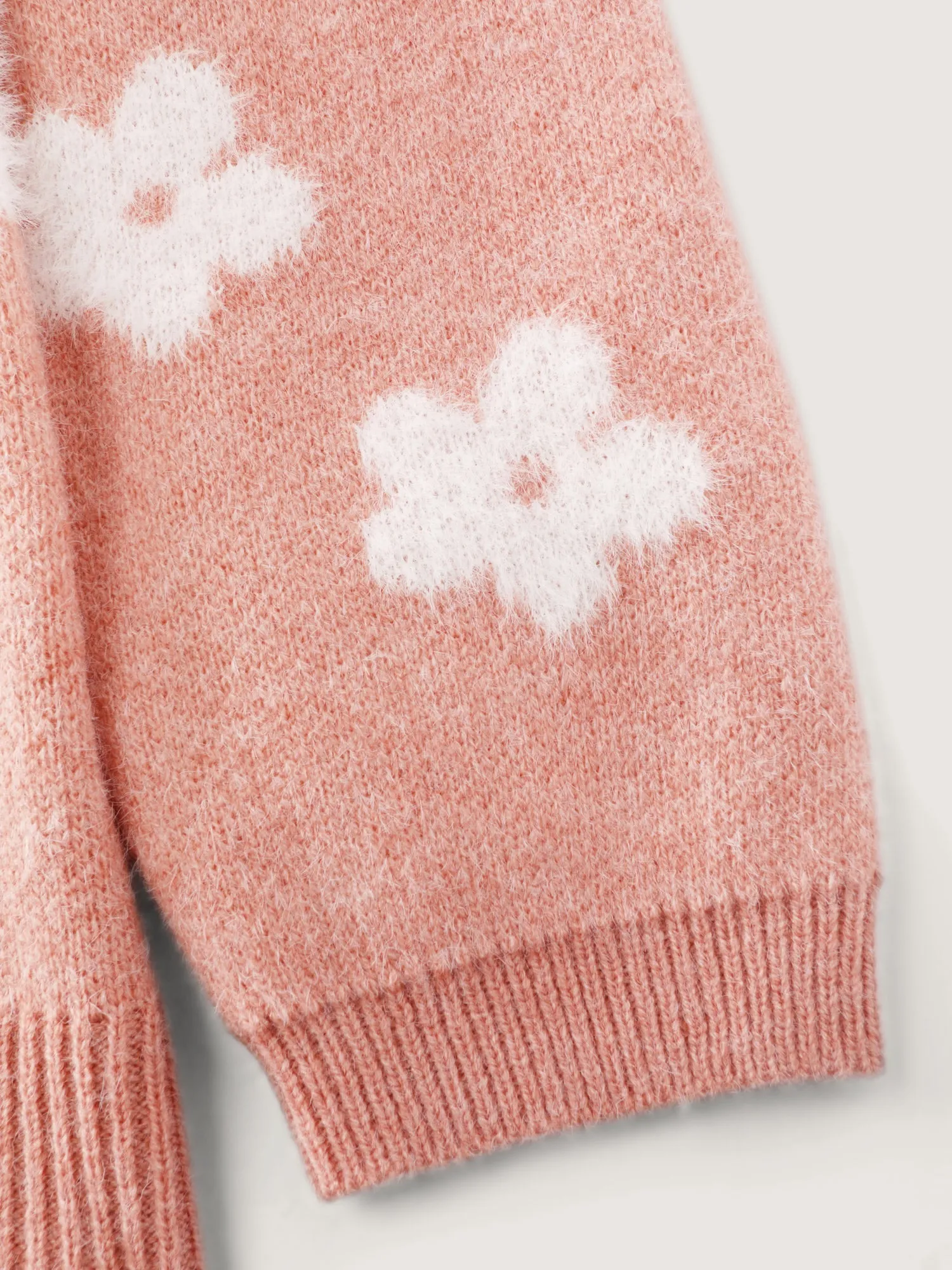 Supersoft Floral Pattern Round Neck Stretchy Knit Cardigan sold by Bloomchic product image thumbnail 5