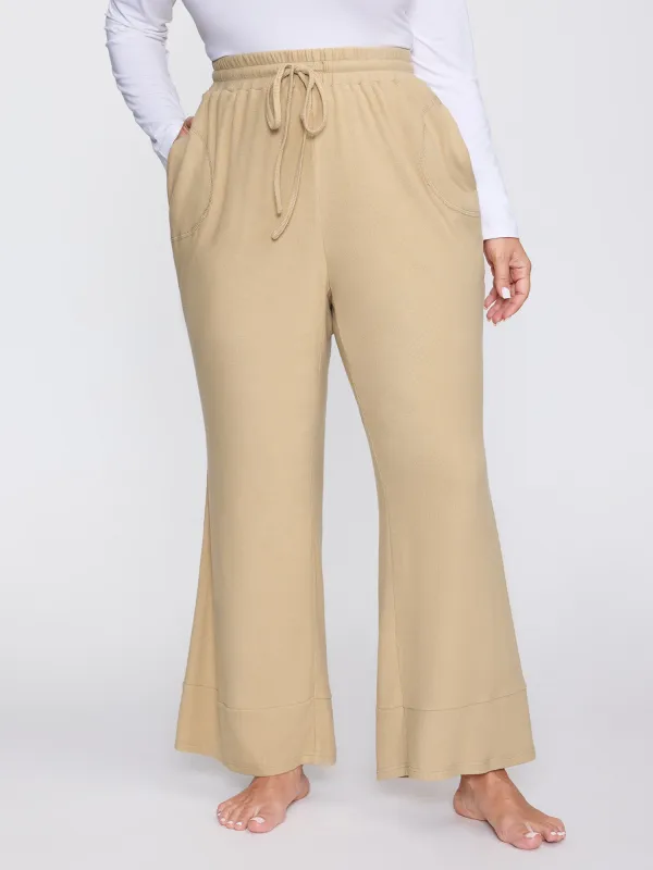 Stretchy Waistband Flared Hem Lounge Bottoms made by Bloomchic