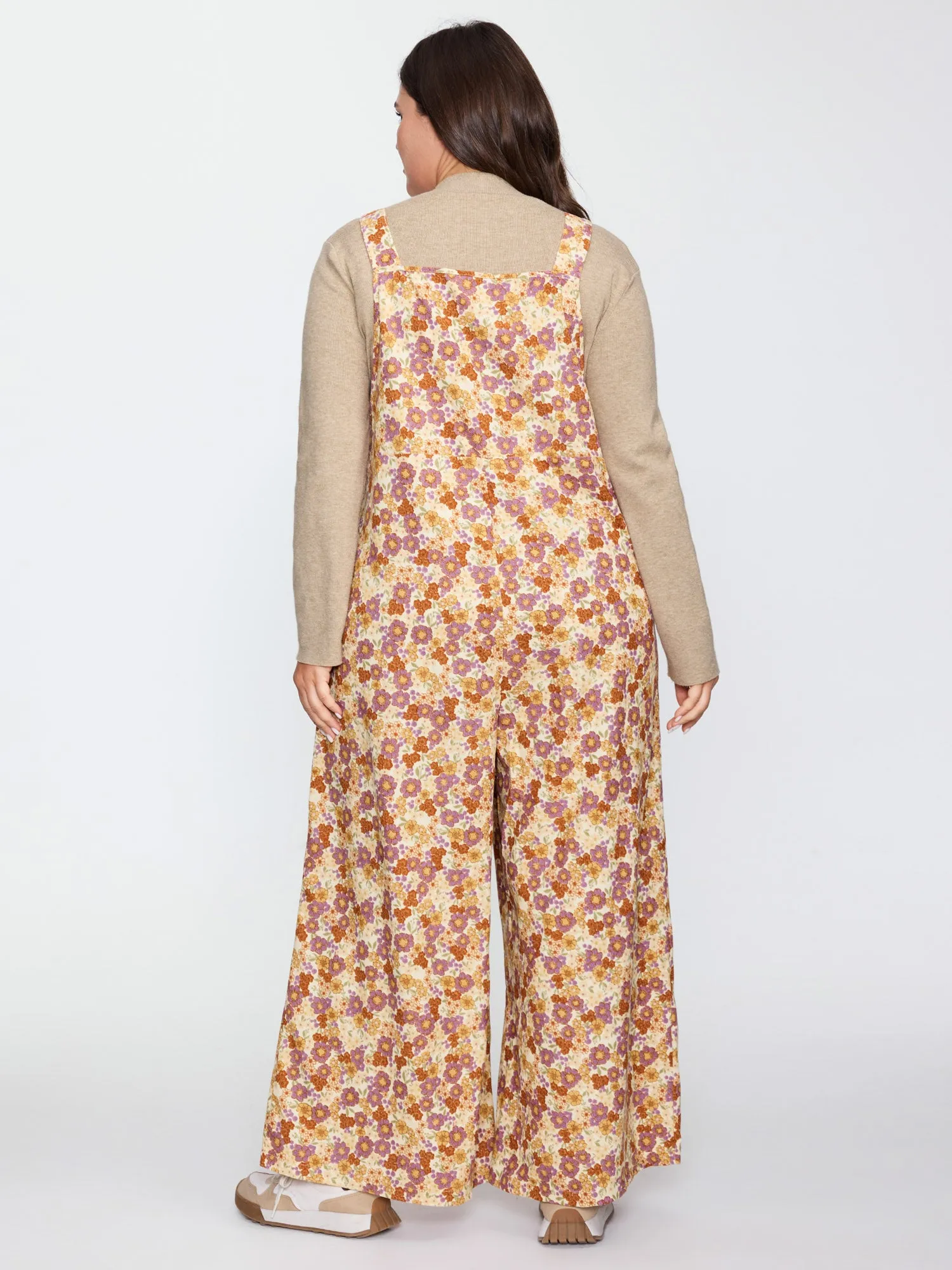Floral Corduroy Adjustable Pockets Overall Jumpsuit sold by Bloomchic product image thumbnail 4