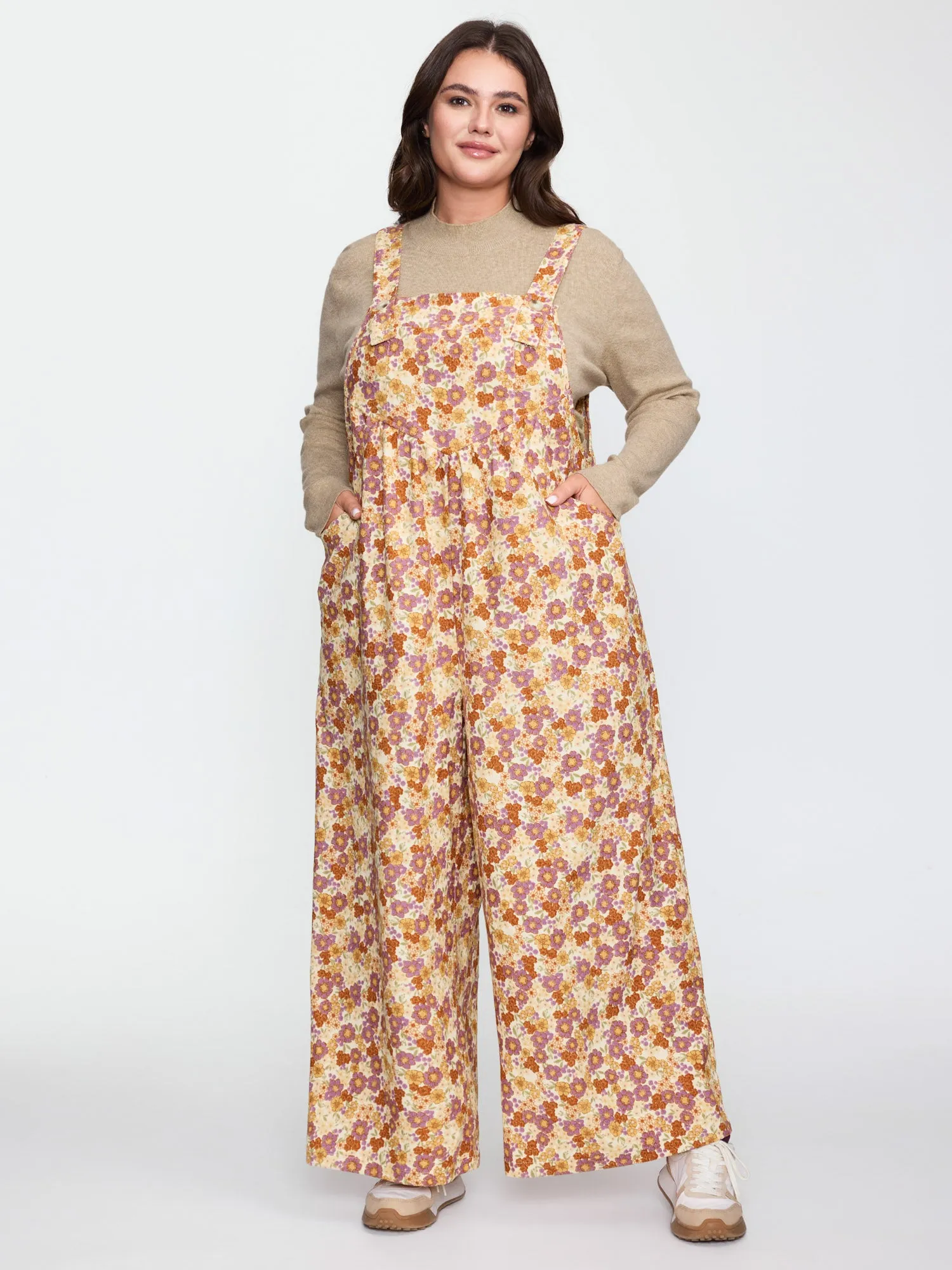 Floral Corduroy Adjustable Pockets Overall Jumpsuit sold by Bloomchic product image thumbnail 3