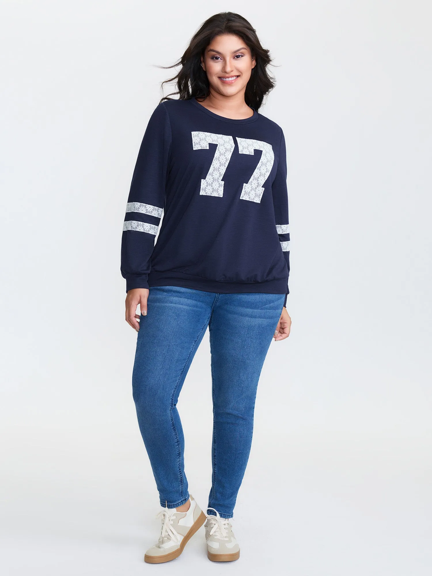 Applique Embroidery Stretchy Sweatshirt sold by Bloomchic product image thumbnail 2