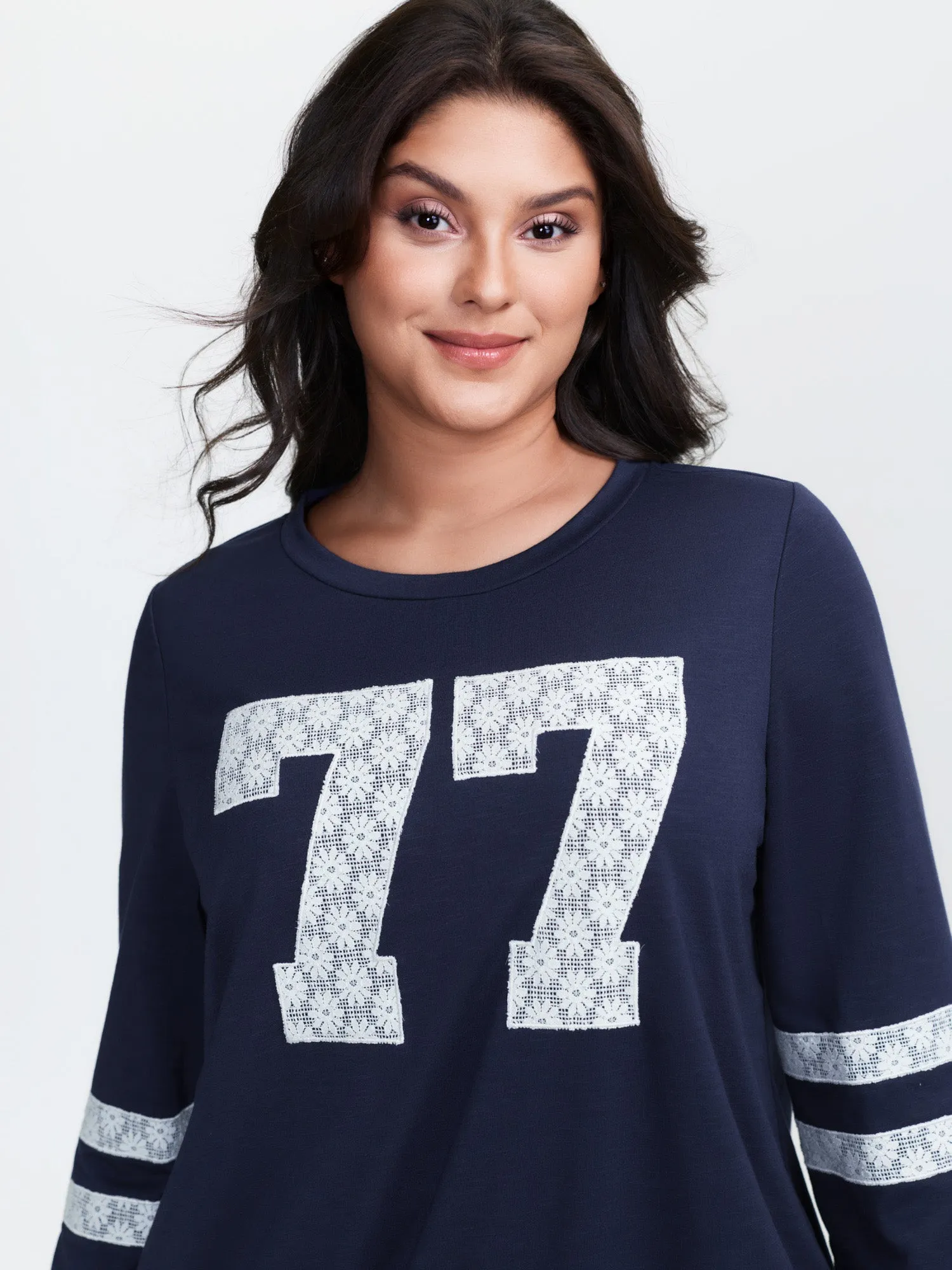 Applique Embroidery Stretchy Sweatshirt sold by Bloomchic product image thumbnail 3