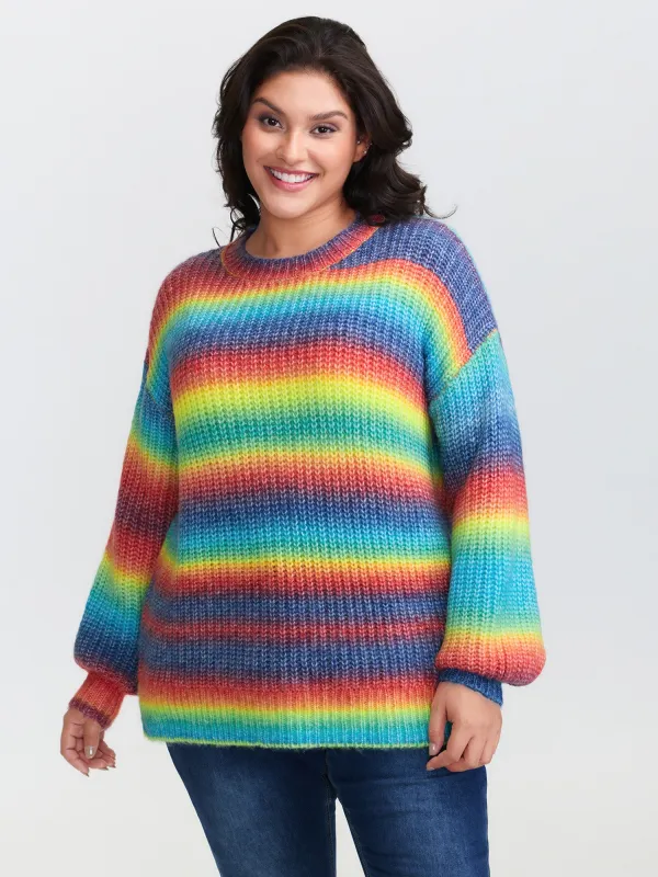 Bright and Cozy Stripe Heather Pullover sold by Bloomchic