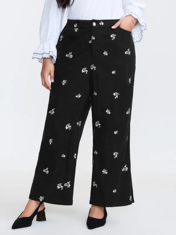 Floral Print Slit Hem Flared Pants made by Bloomchic
