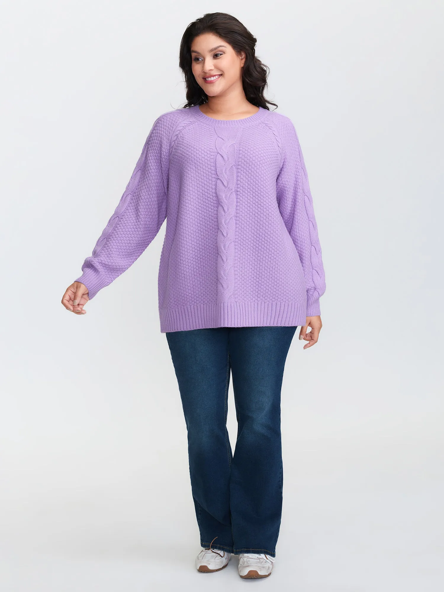 Cable Knit Raglan Sleeve Pullover sold by Bloomchic product image thumbnail 3