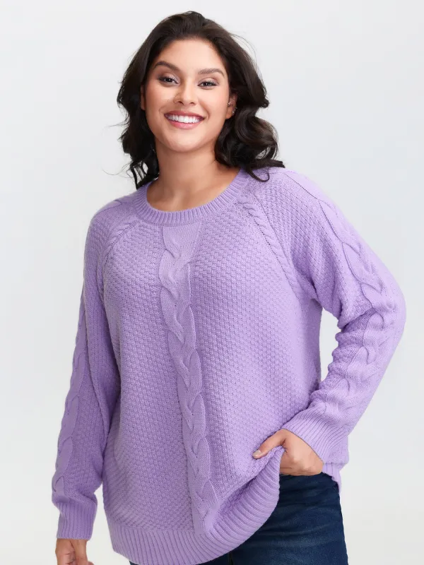 Cable Knit Raglan Sleeve Pullover made by Bloomchic
