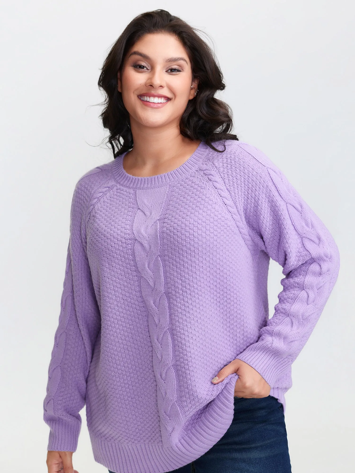 Cable Knit Raglan Sleeve Pullover sold by Bloomchic