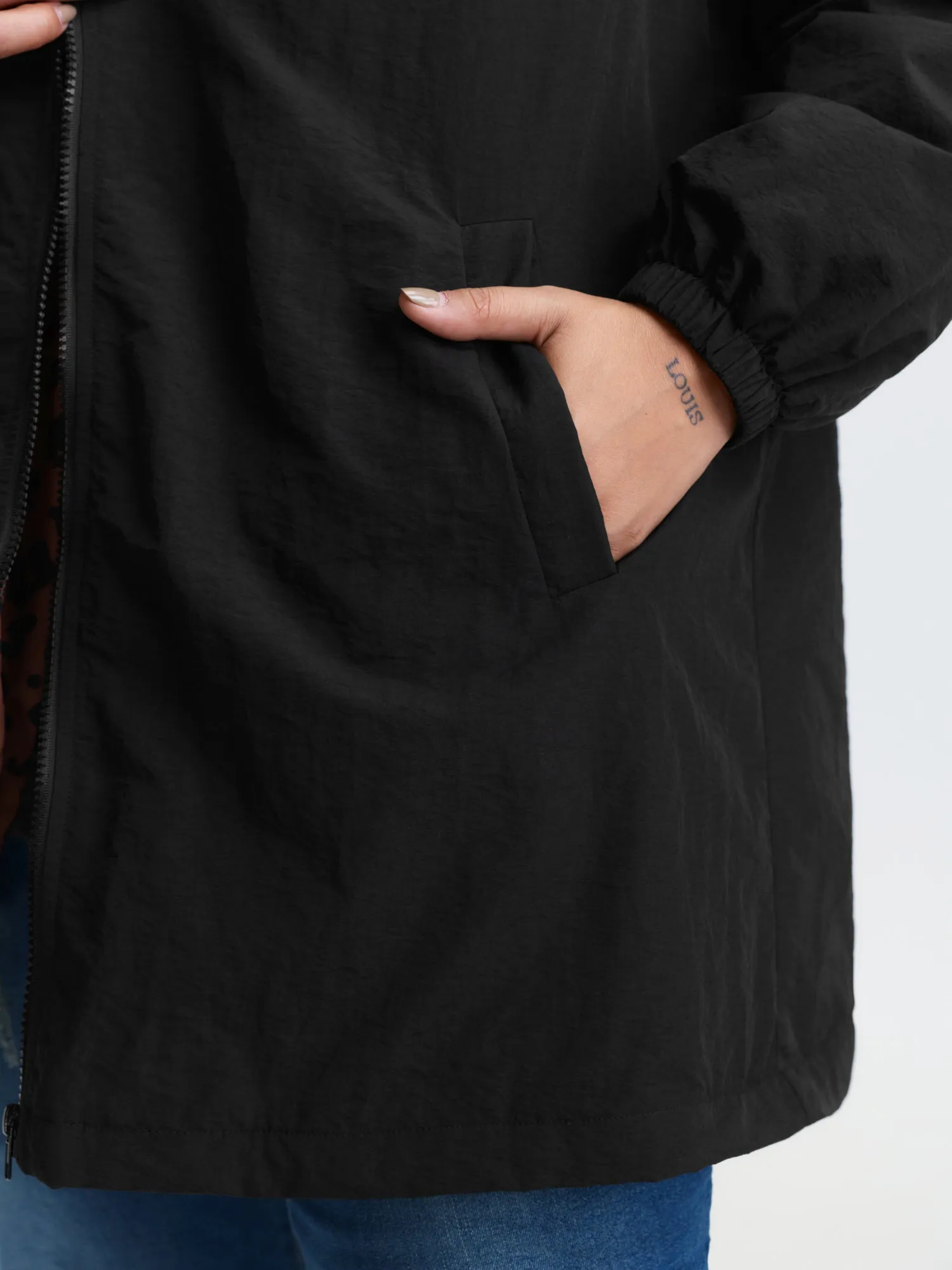 Quilted Mixed Material Hooded Jacket sold by Bloomchic product image thumbnail 4