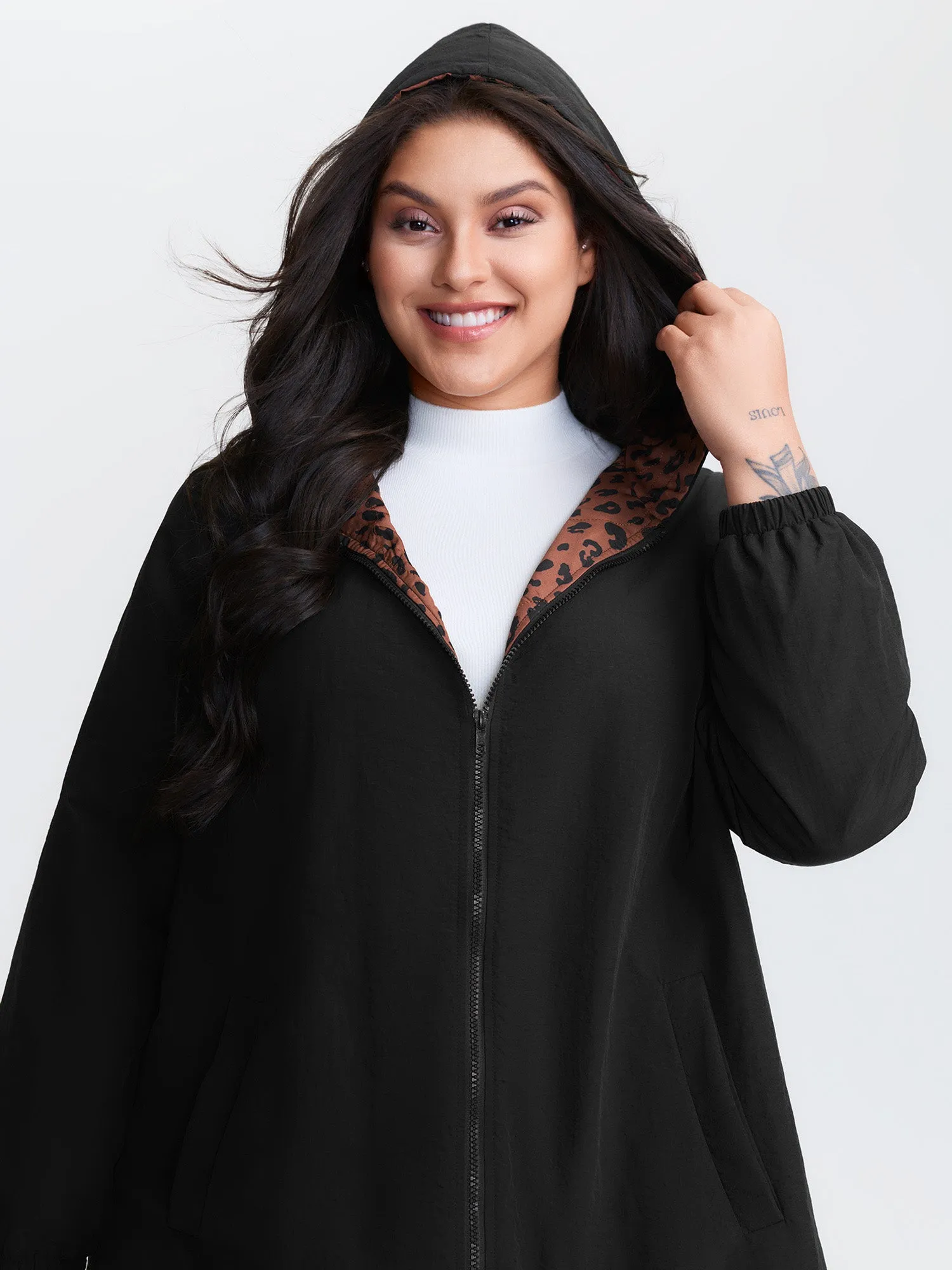 Quilted Mixed Material Hooded Jacket sold by Bloomchic product image thumbnail 3