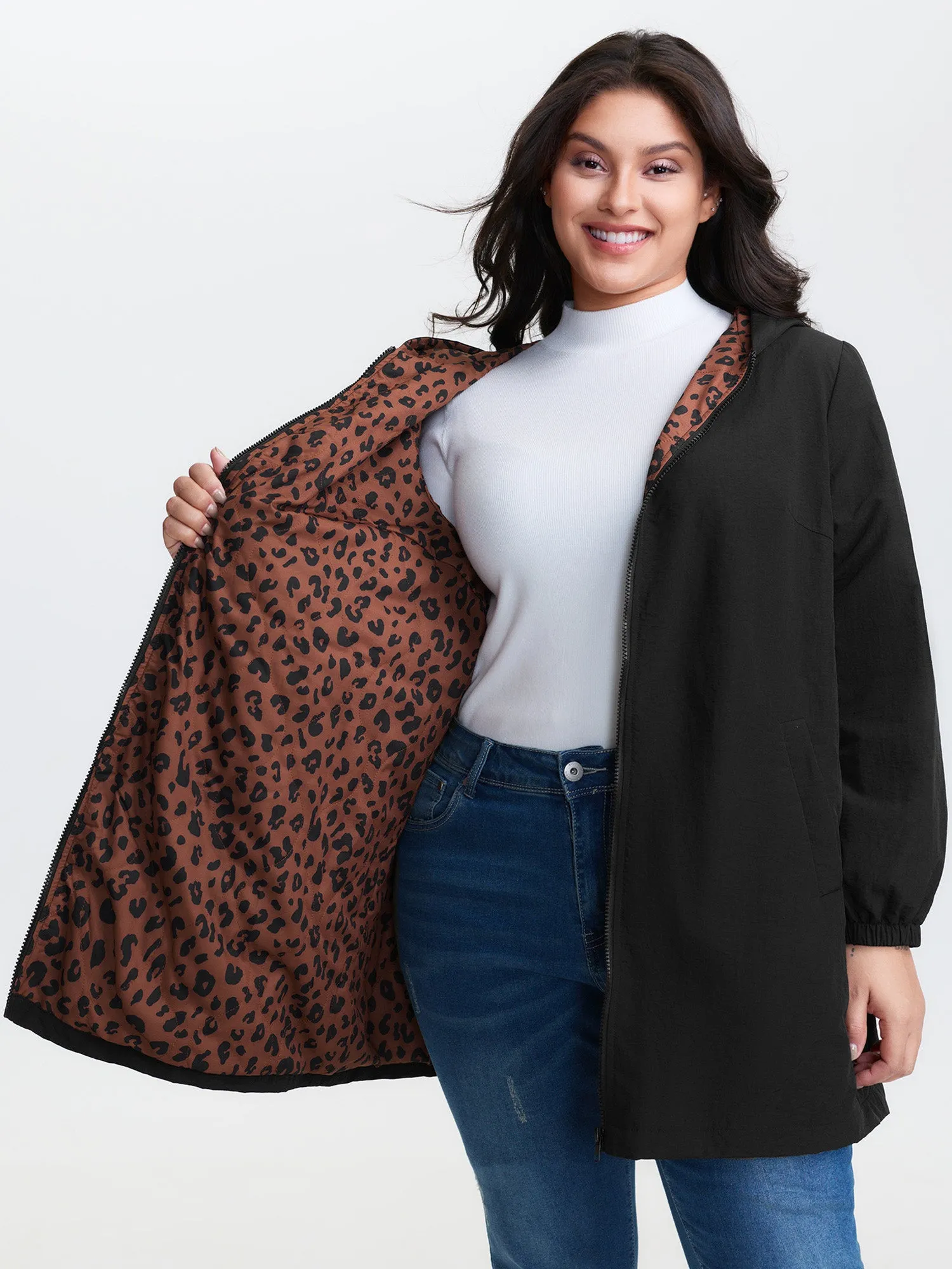 Quilted Mixed Material Hooded Jacket sold by Bloomchic product image thumbnail 5