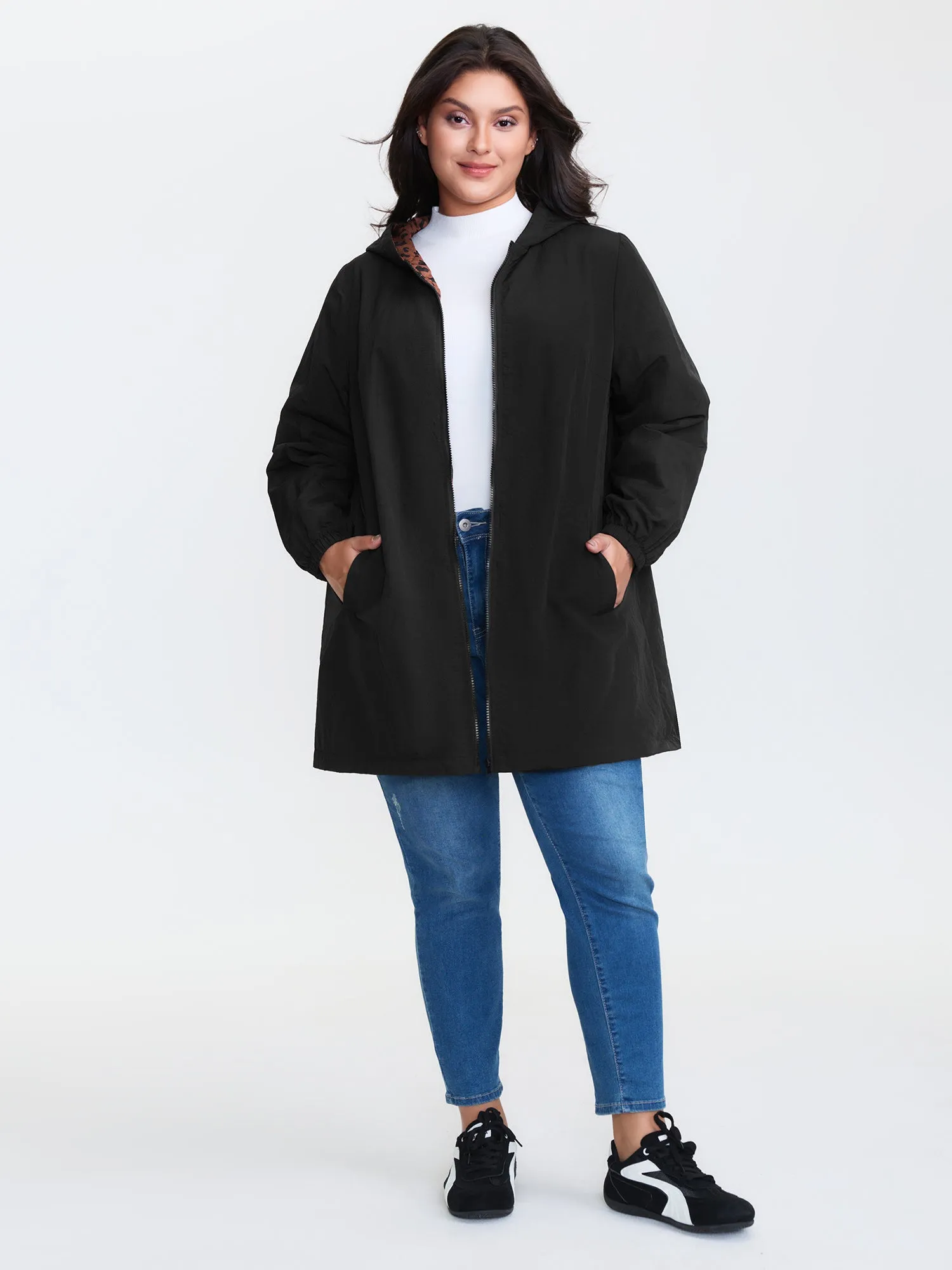 Quilted Mixed Material Hooded Jacket sold by Bloomchic product image thumbnail 2