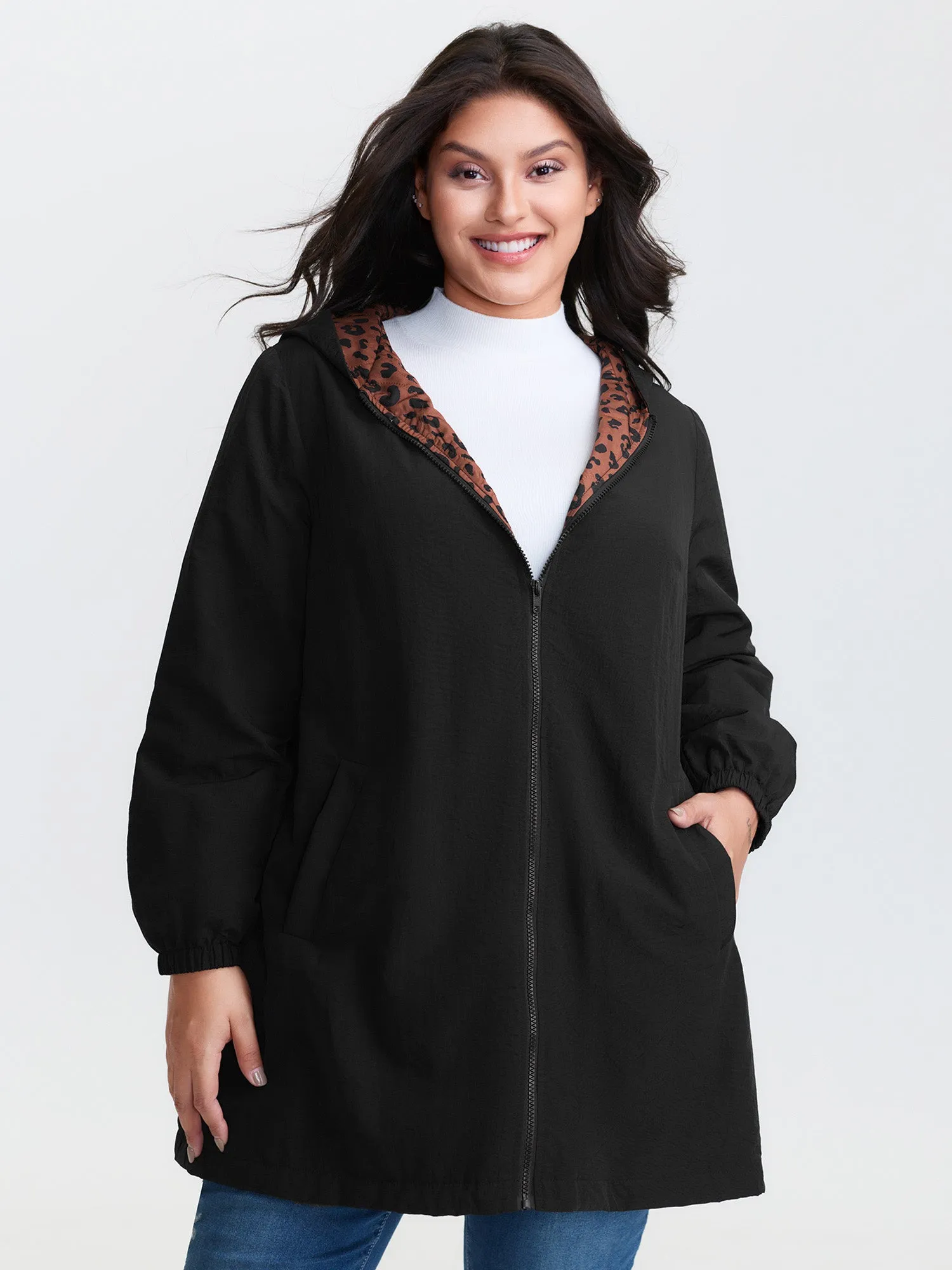 Quilted Mixed Material Hooded Jacket sold by Bloomchic