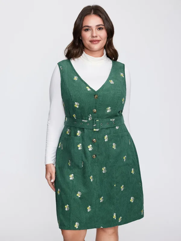 Floral Embroidered Belted Waist Midi Dress sold by Bloomchic
