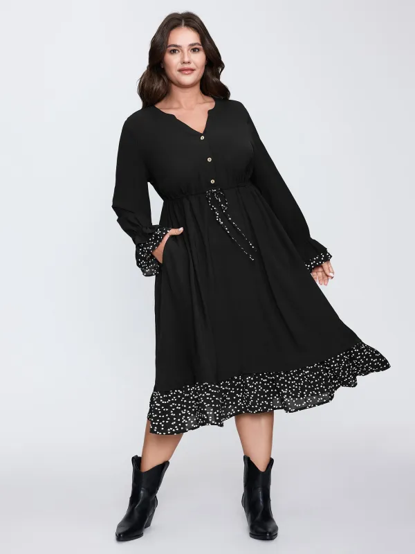 Polka Dots Toothpick Pleats Midi Dress sold by Bloomchic
