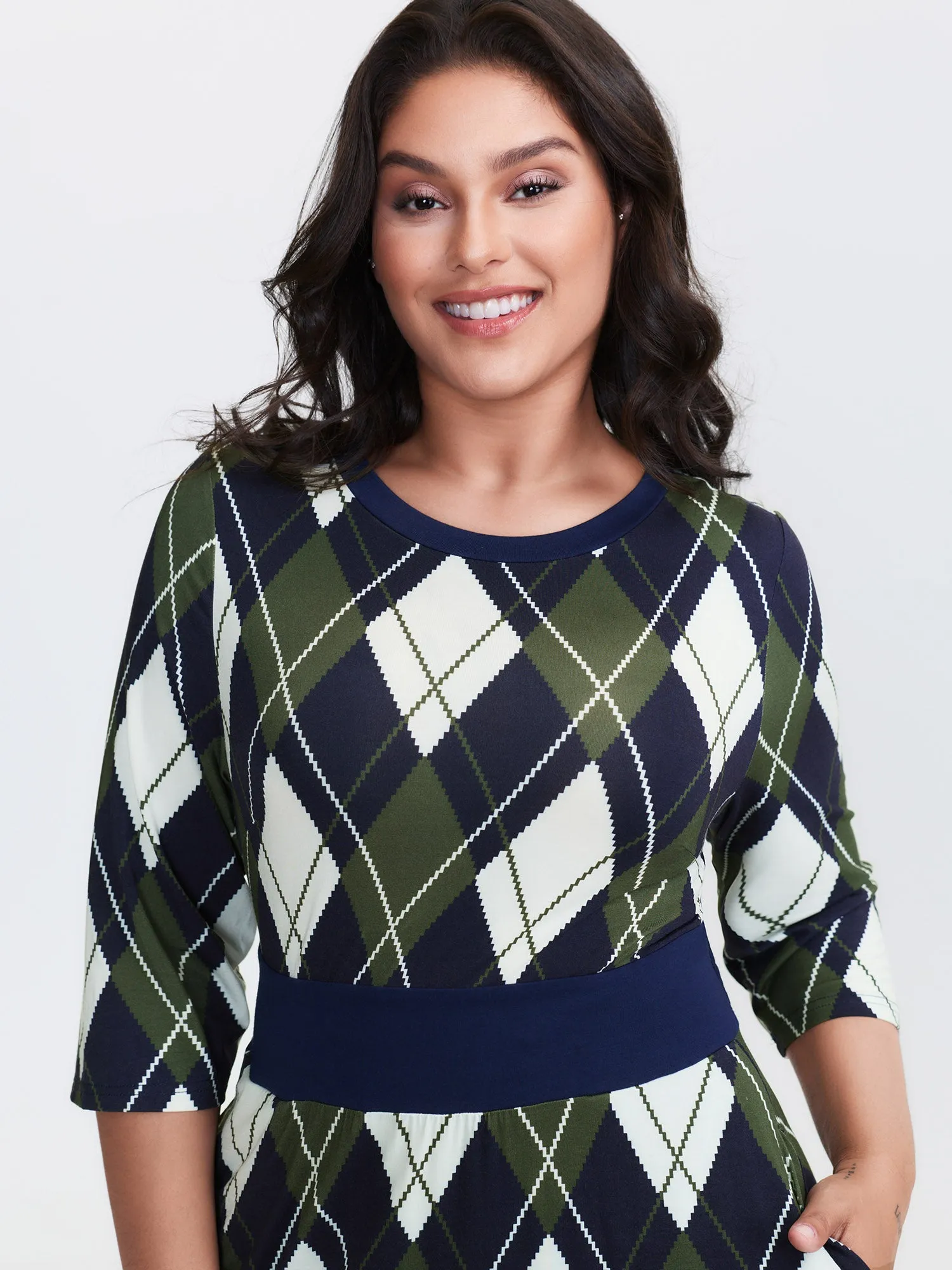 Cable Knit Geometric Print Midi Dress sold by Bloomchic product image thumbnail 2