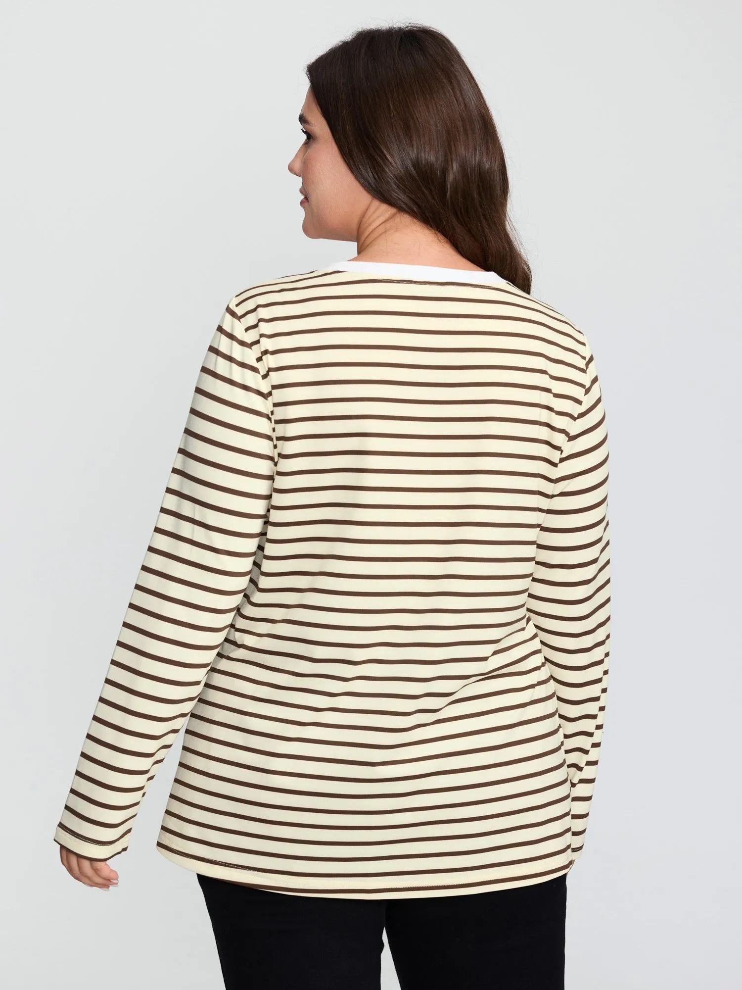 Monochrome Stripe Round Neck T-Shirt sold by Bloomchic product image thumbnail 4