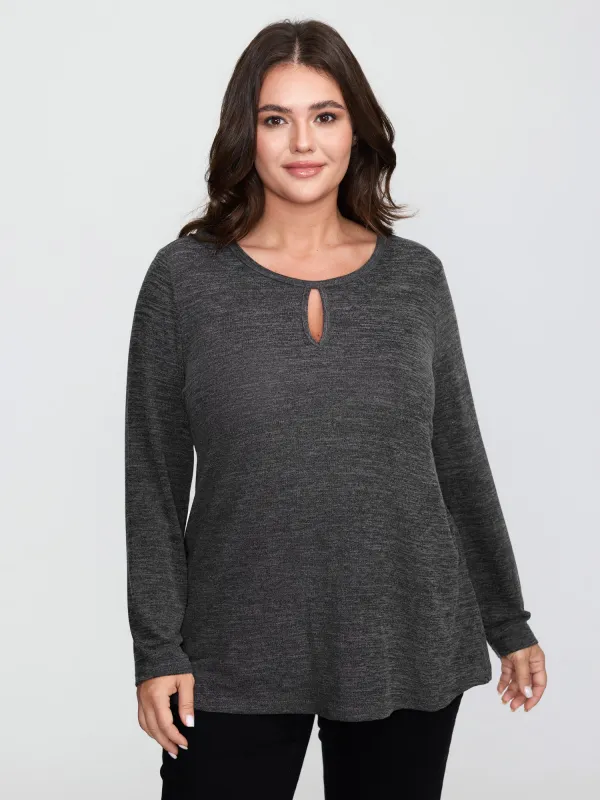 Supersoft Cozy-Up Neck Keyhole T-Shirt sold by Bloomchic