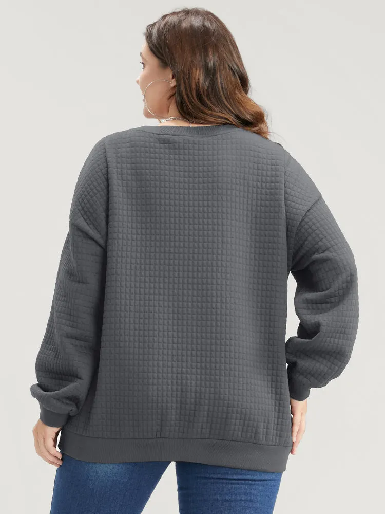 Solid Textured Drop Shoulder Sweatshirt sold by Bloomchic product image thumbnail 5