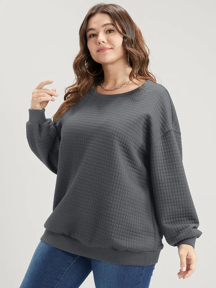 Solid Textured Drop Shoulder Sweatshirt sold by Bloomchic product image thumbnail 4