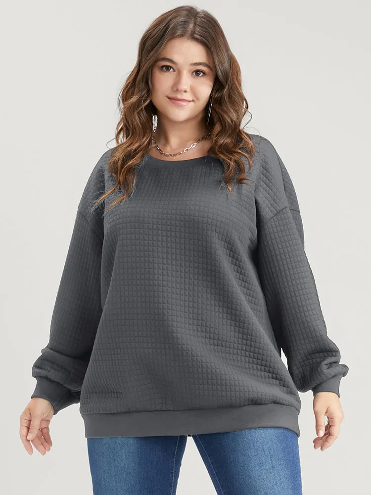 Solid Textured Drop Shoulder Sweatshirt sold by Bloomchic product image thumbnail 2