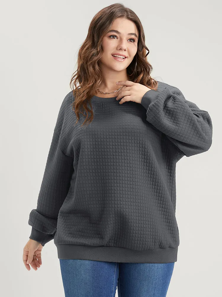 Solid Textured Drop Shoulder Sweatshirt sold by Bloomchic product image thumbnail 3