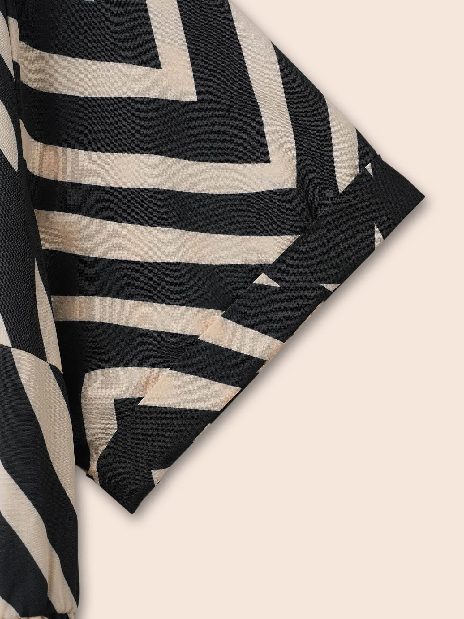 Geometric Striped Overlap Collar Midi Dress sold by Bloomchic product image thumbnail 5