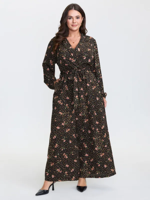 Floral Leopard Print Belted Collar Jumpsuit sold by Bloomchic