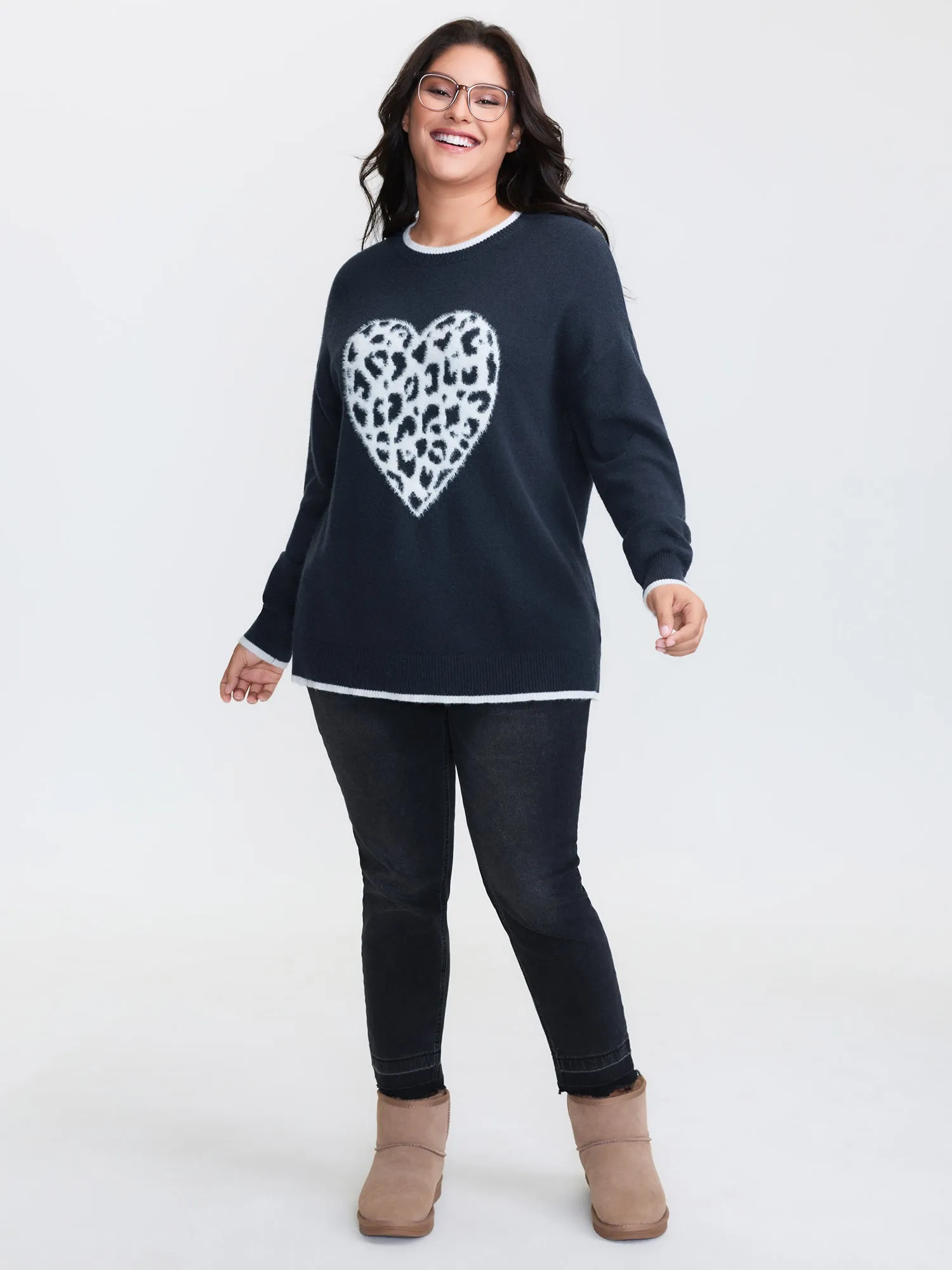 Leopard Heart Fluffy Texture Pullover sold by Bloomchic product image thumbnail 2
