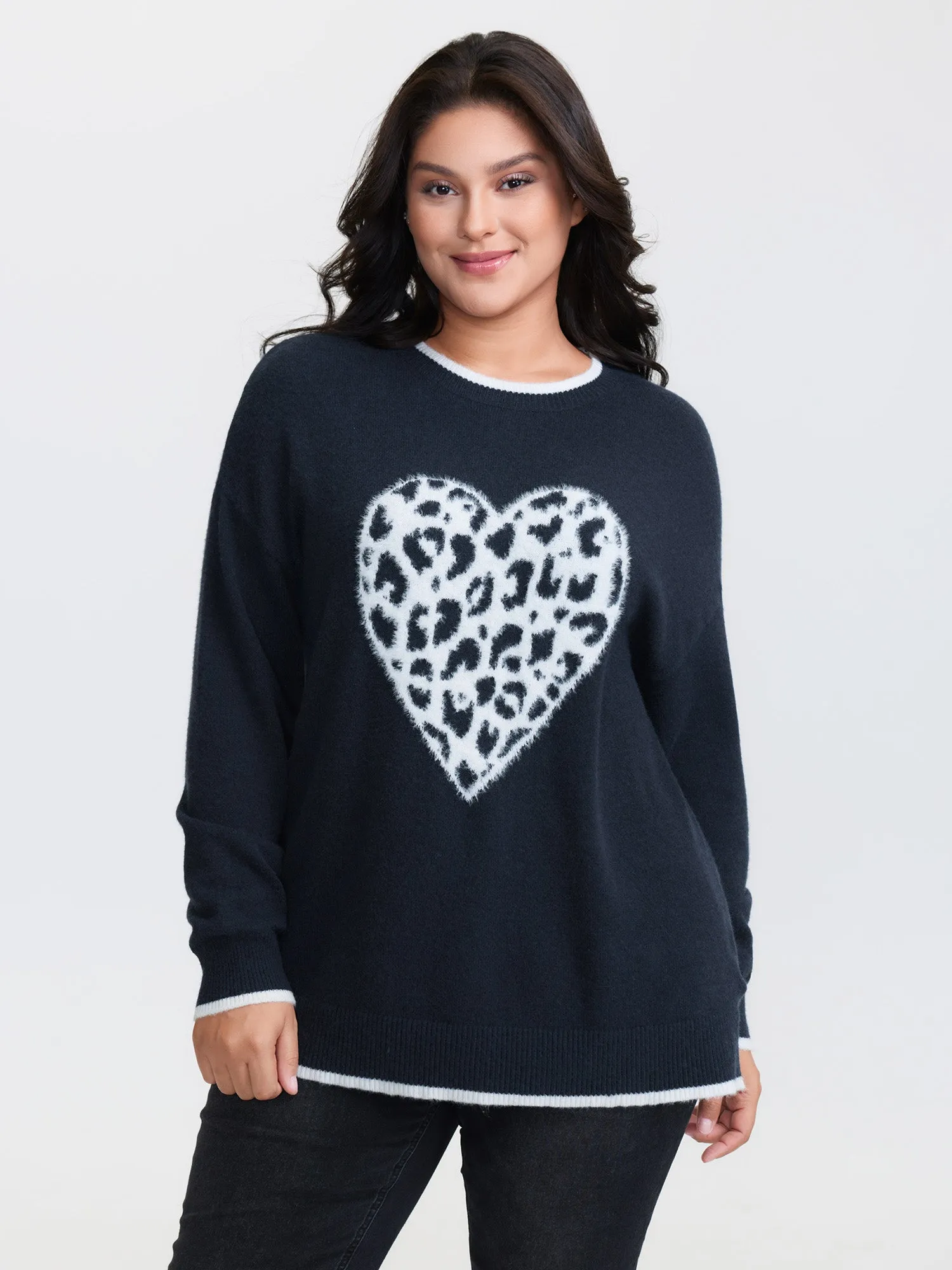 Leopard Heart Fluffy Texture Pullover sold by Bloomchic product image thumbnail 3
