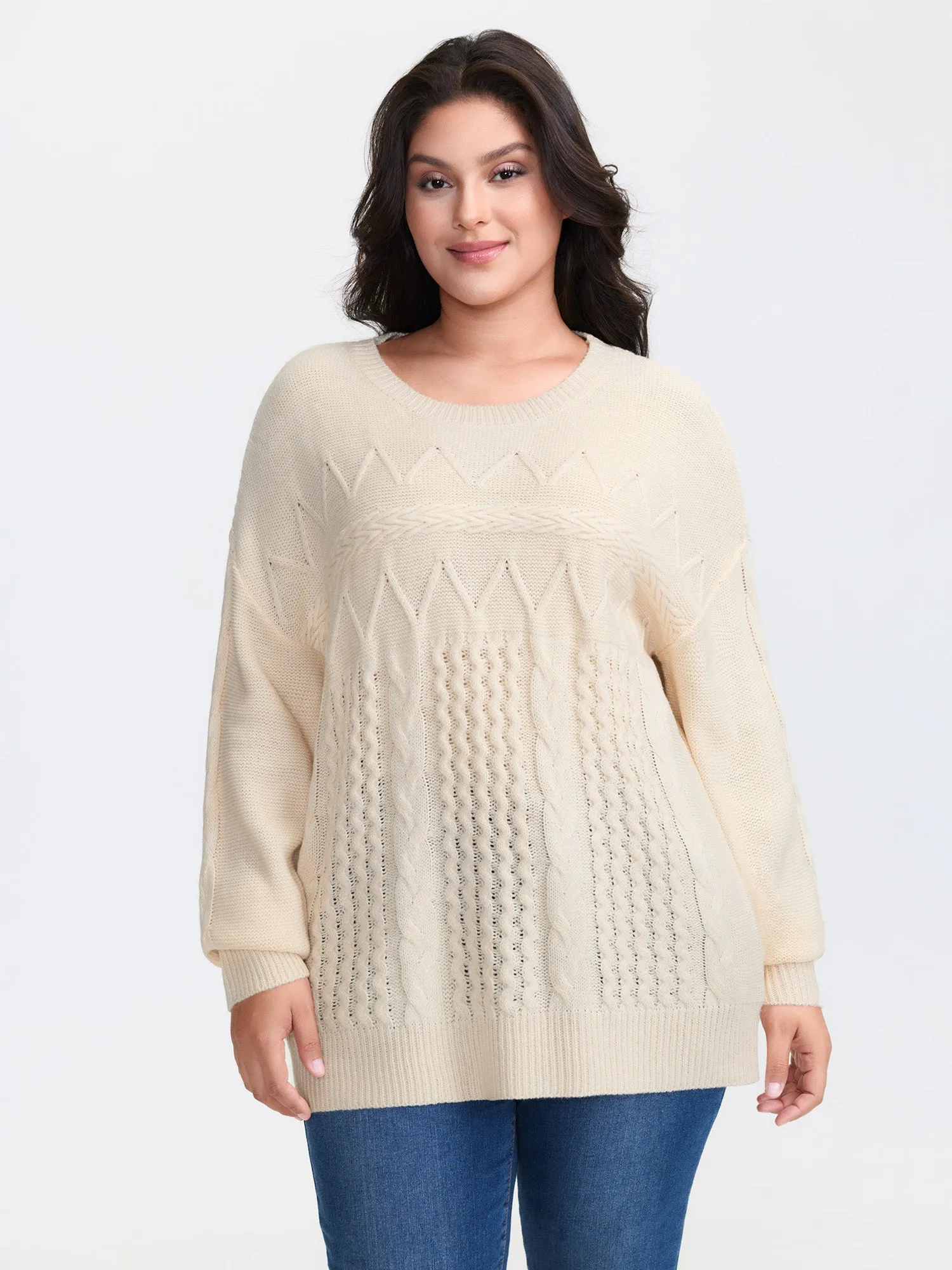 Textured Contrast Drop Shoulder Pullover sold by Bloomchic