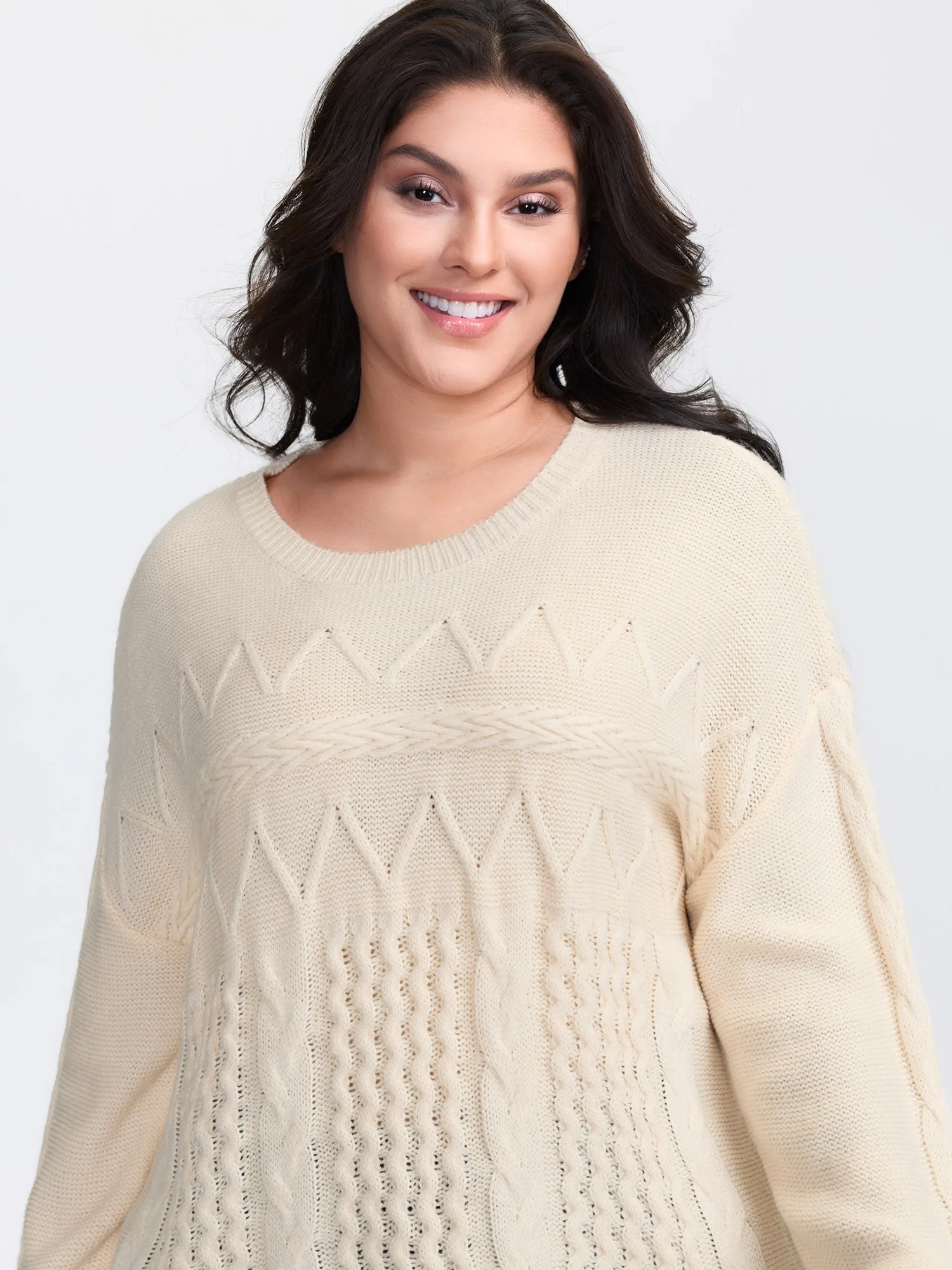 Textured Contrast Drop Shoulder Pullover sold by Bloomchic product image thumbnail 3
