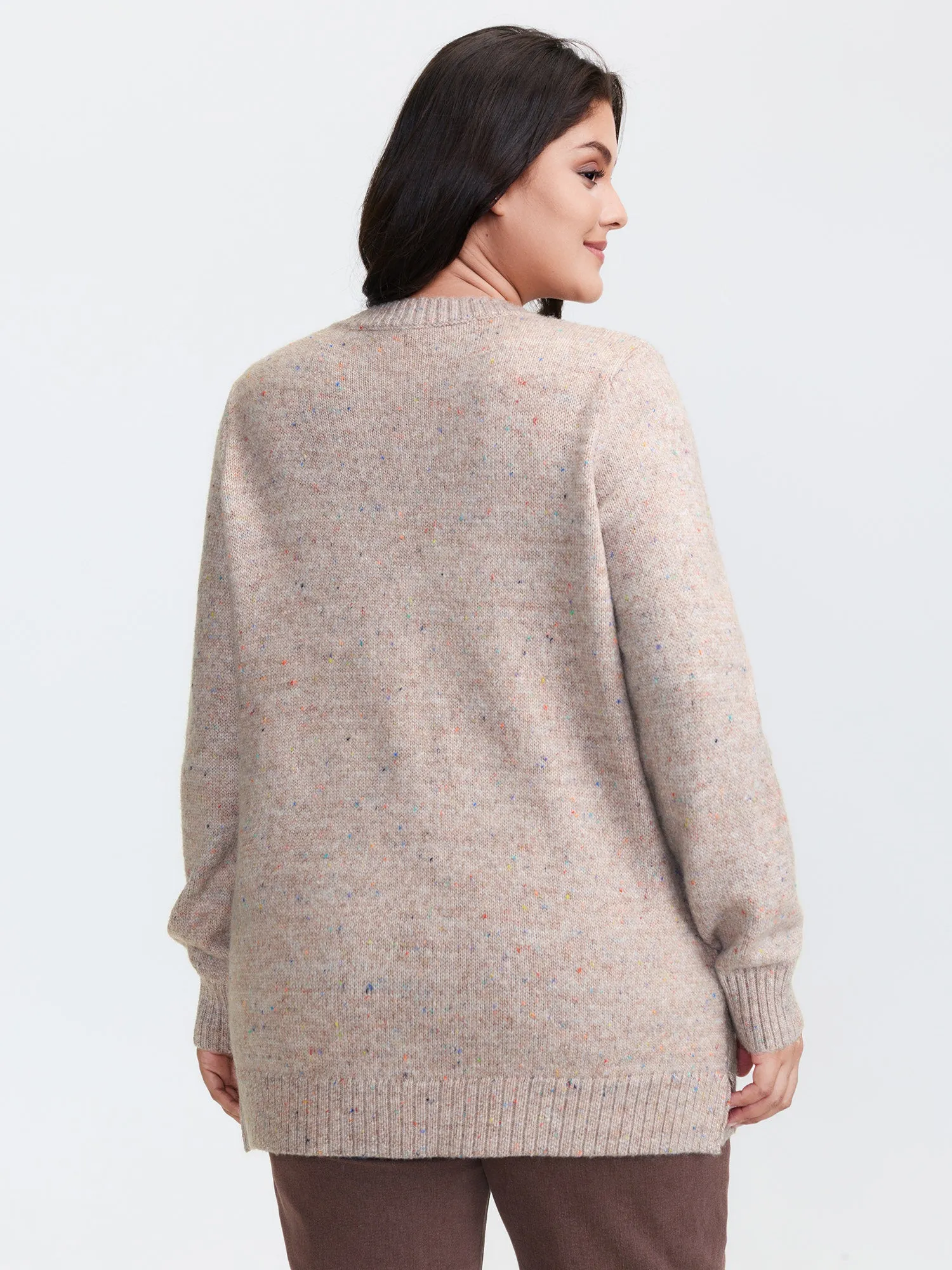 Heather Crewneck Ribbed Hem Pullover sold by Bloomchic product image thumbnail 5