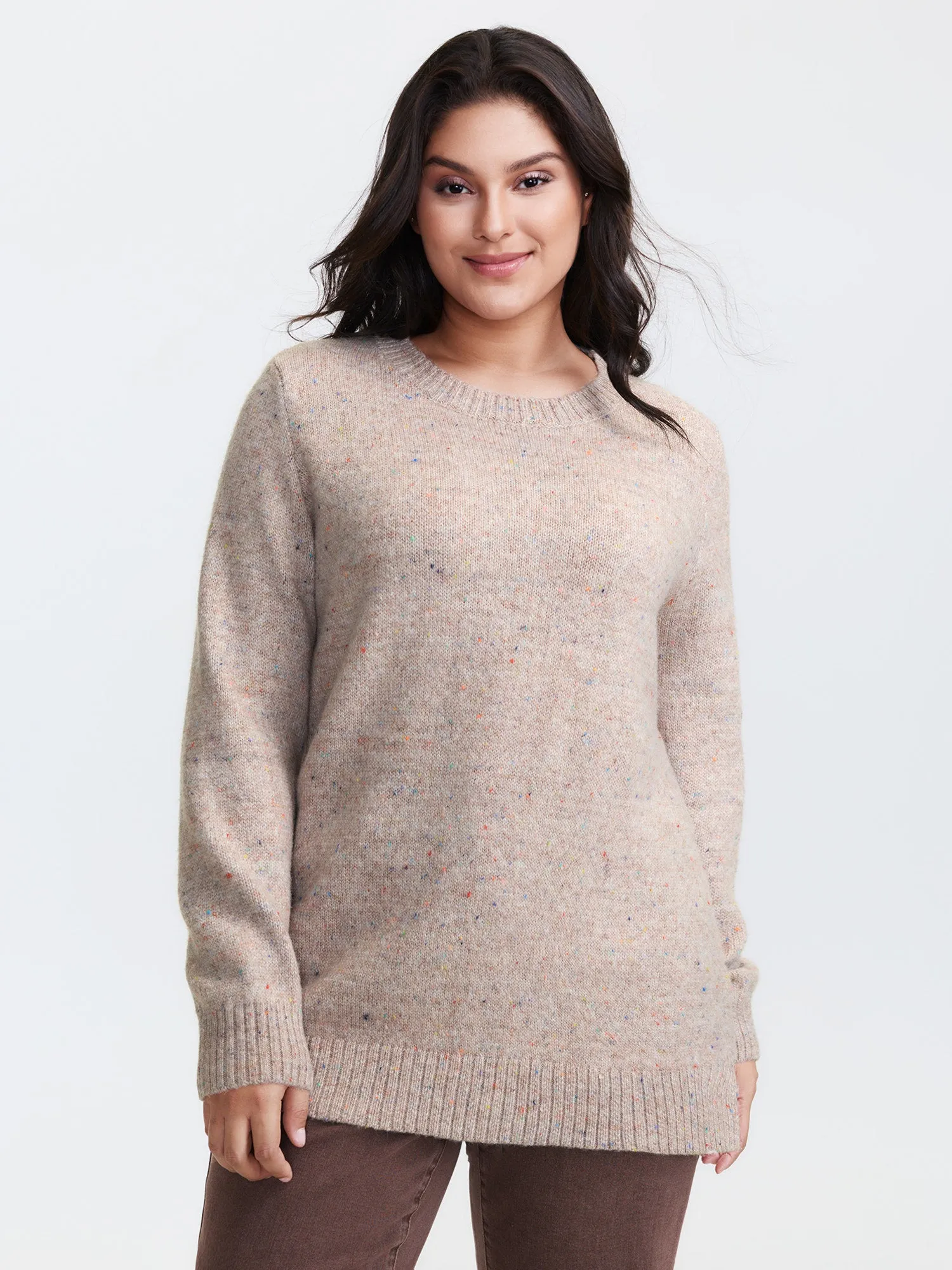 Heather Crewneck Ribbed Hem Pullover sold by Bloomchic product image thumbnail 4