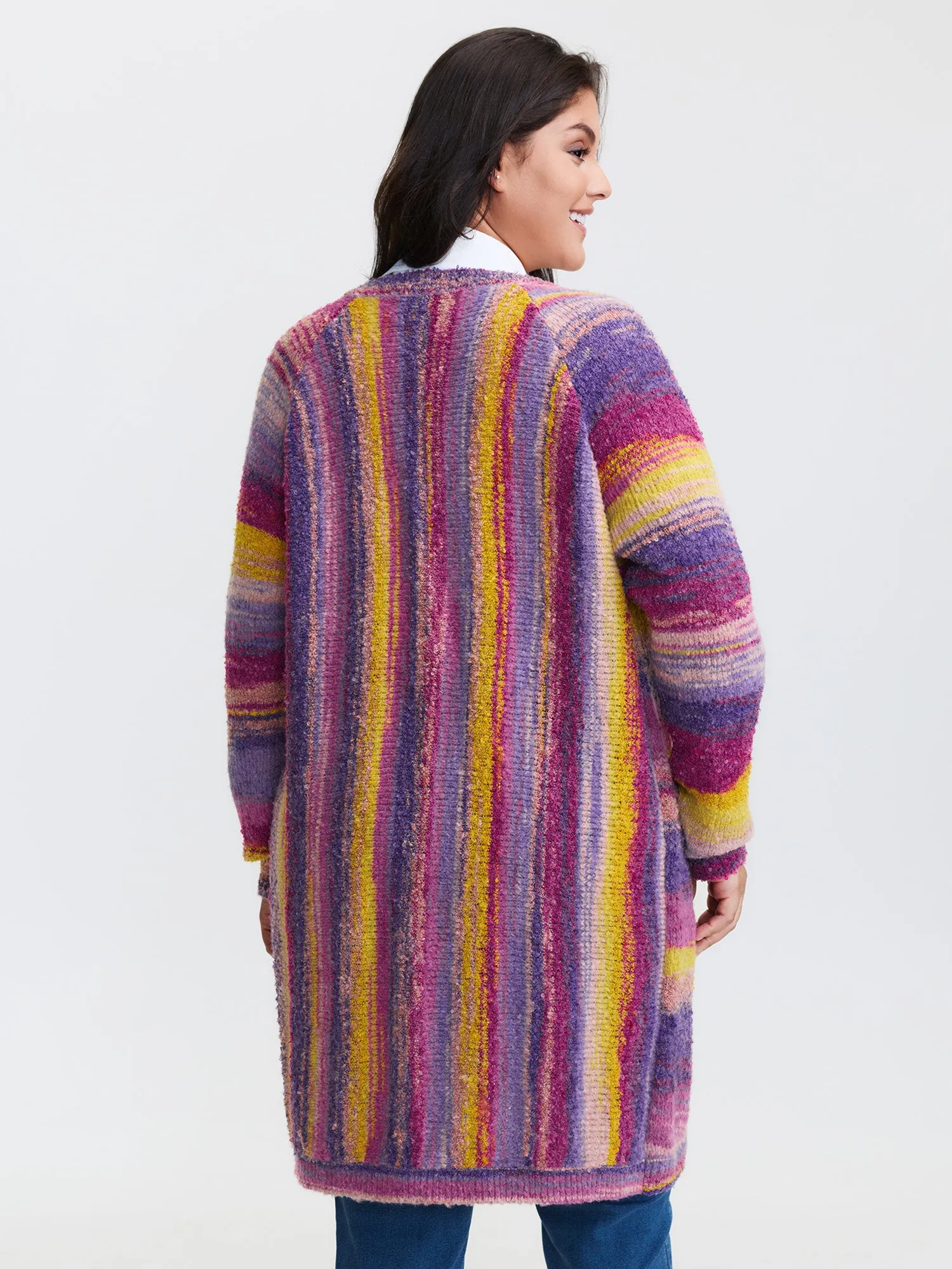 Color Gradient Textured Open-Front Knit Cardigan sold by Bloomchic product image thumbnail 5