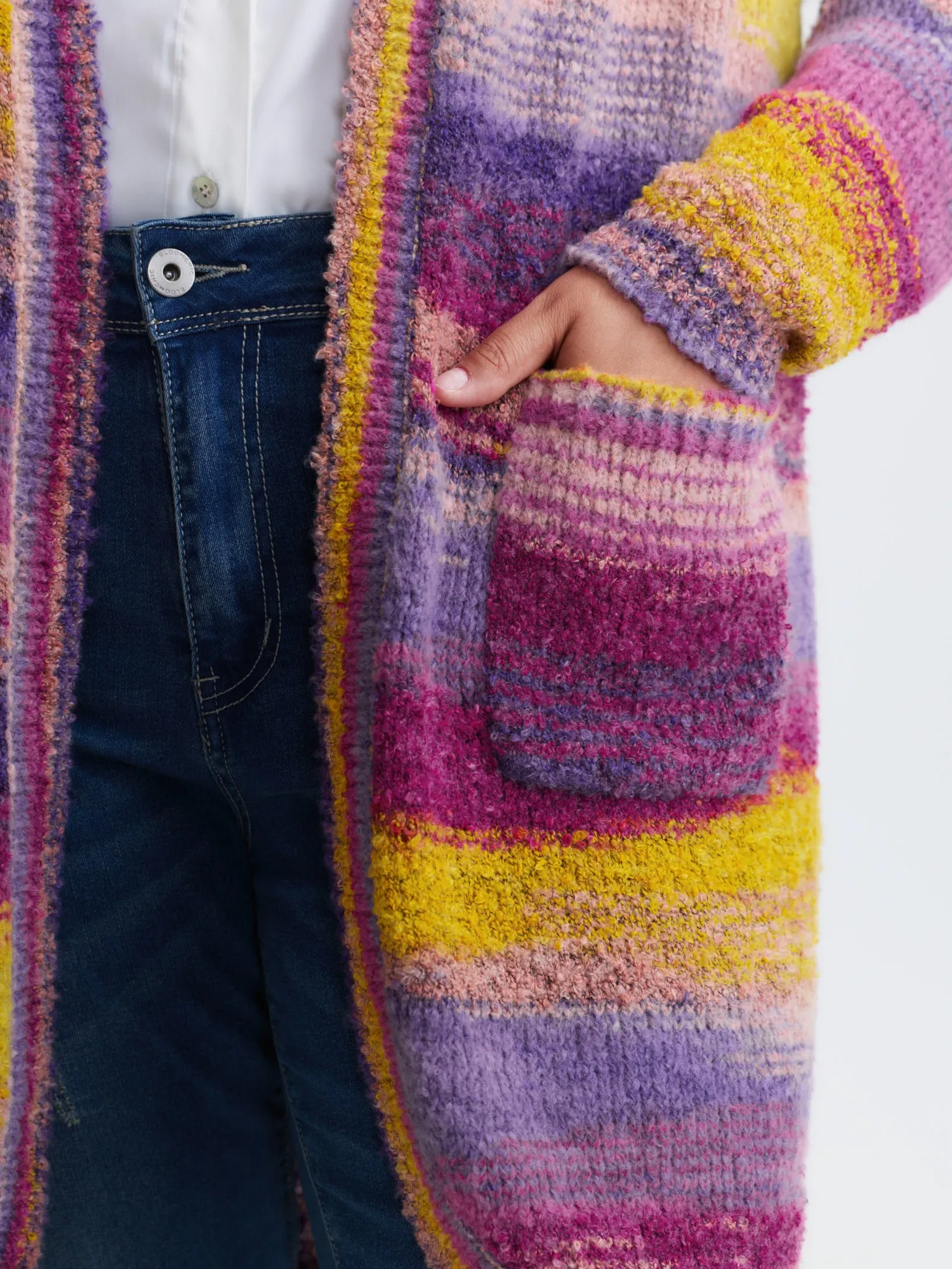 Color Gradient Textured Open-Front Knit Cardigan sold by Bloomchic product image thumbnail 4