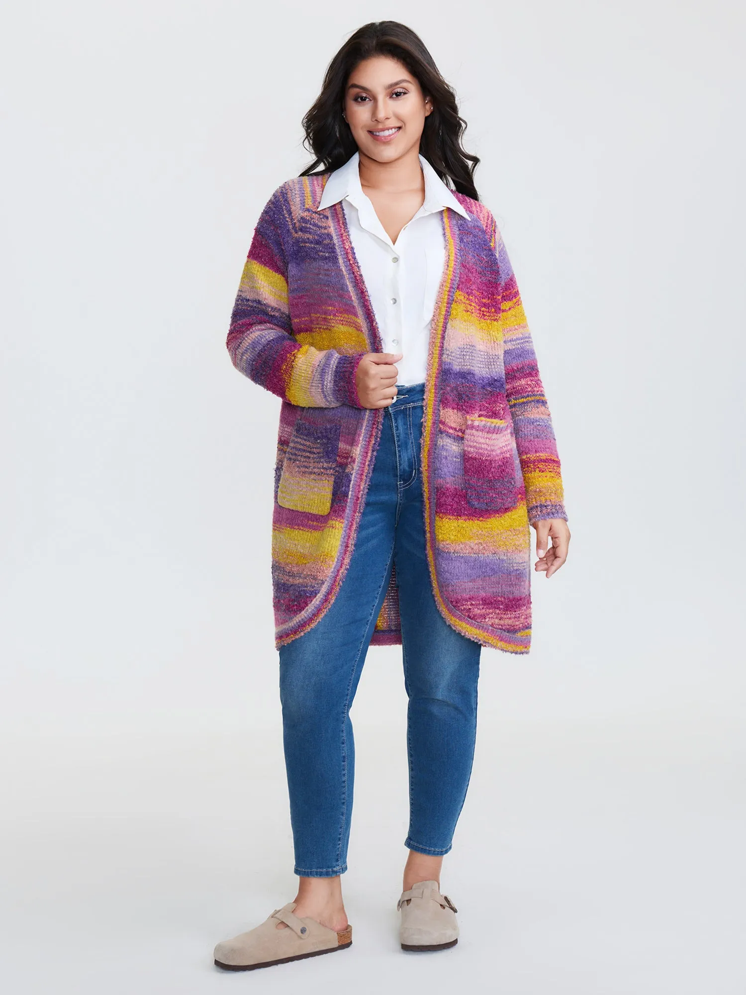 Color Gradient Textured Open-Front Knit Cardigan sold by Bloomchic product image thumbnail 3